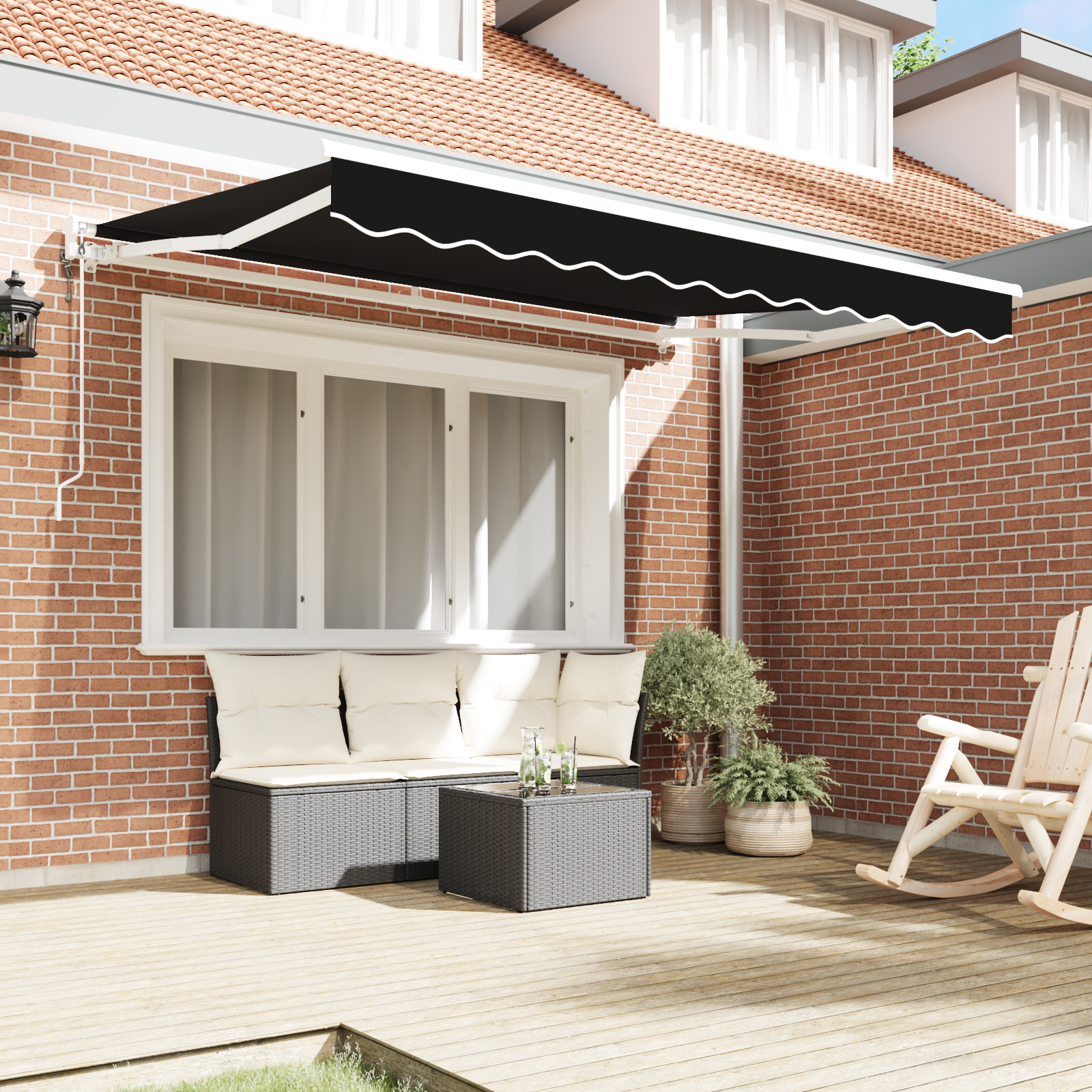 Innvendbar Markise Svart 350x200 cm stoff