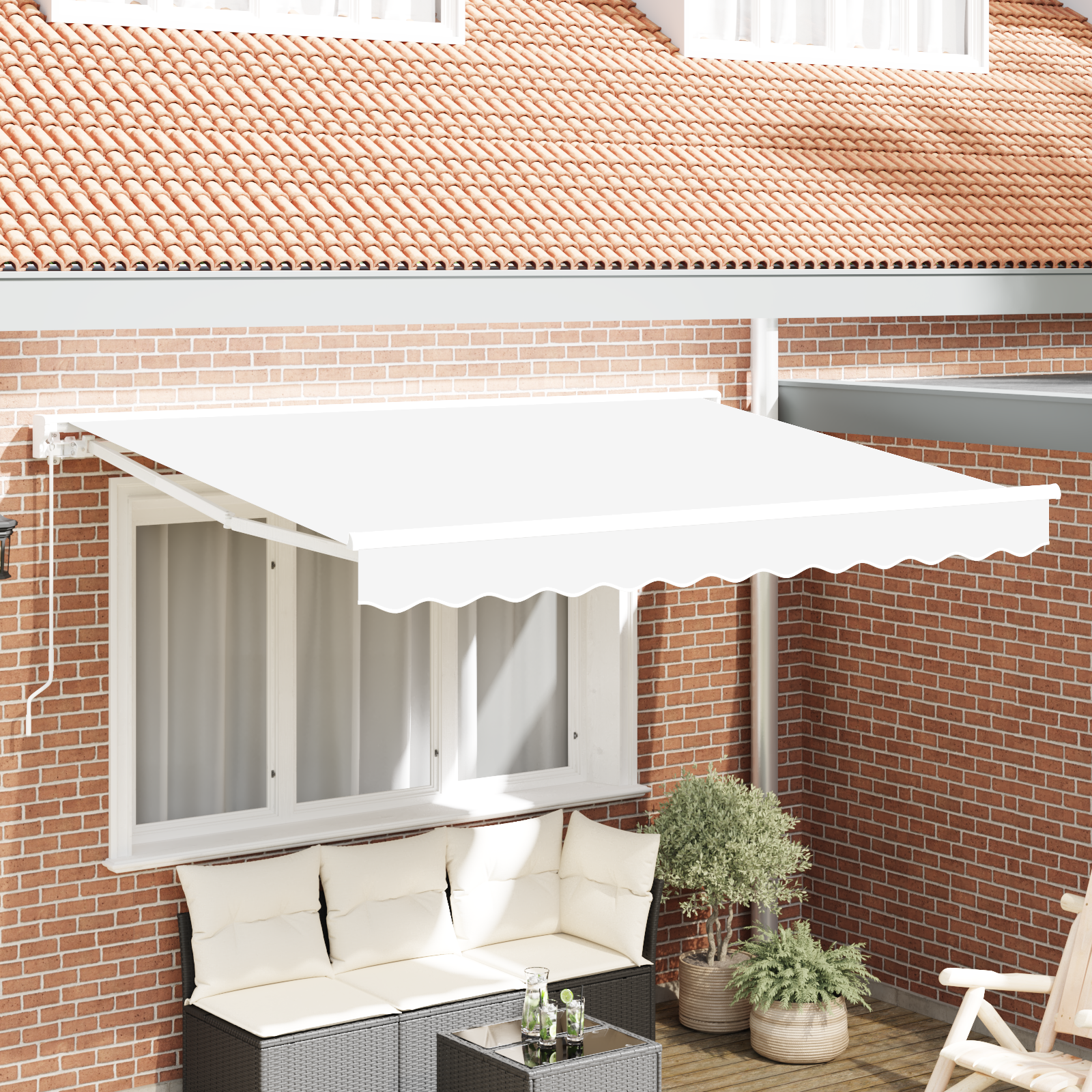 Innvendbar Markise Hvit 350x200 cm stoff