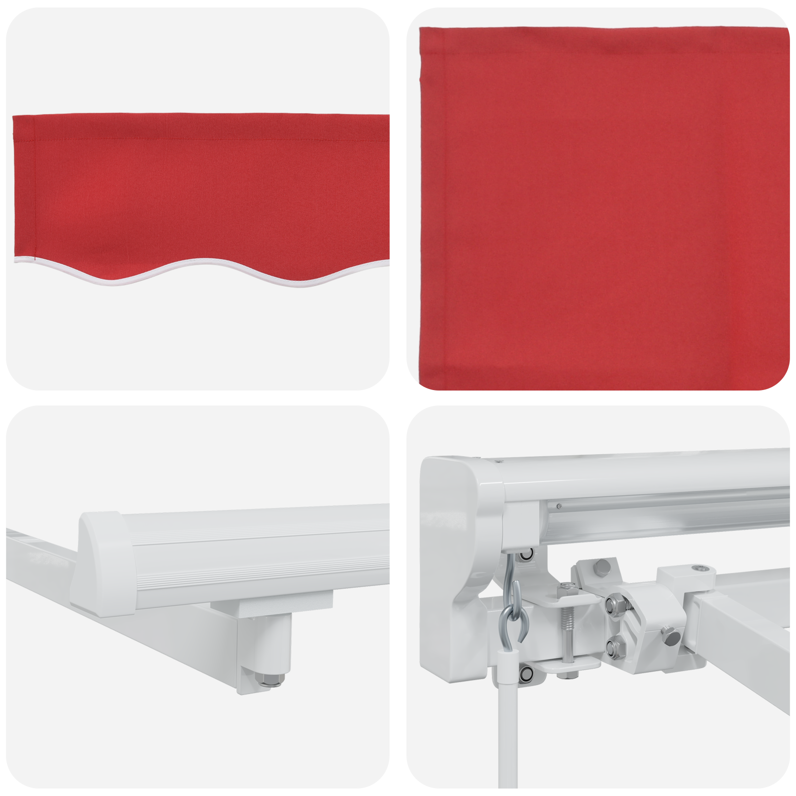 Innvendbar Markise Rød 350x200 cm stoff