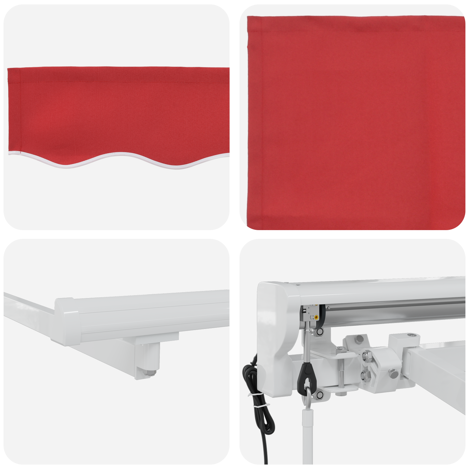 Innvendbar Markise Rød 350x200 cm stoff