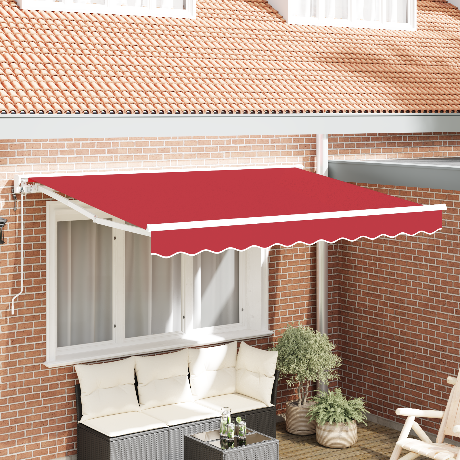 Innvendbar Markise Rød 350x200 cm stoff