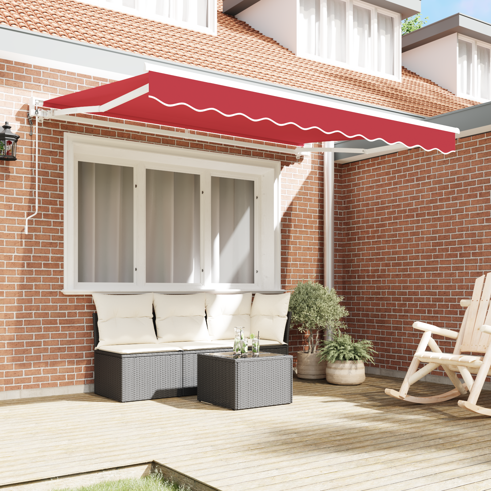 Innvendbar Markise Rød 350x200 cm stoff