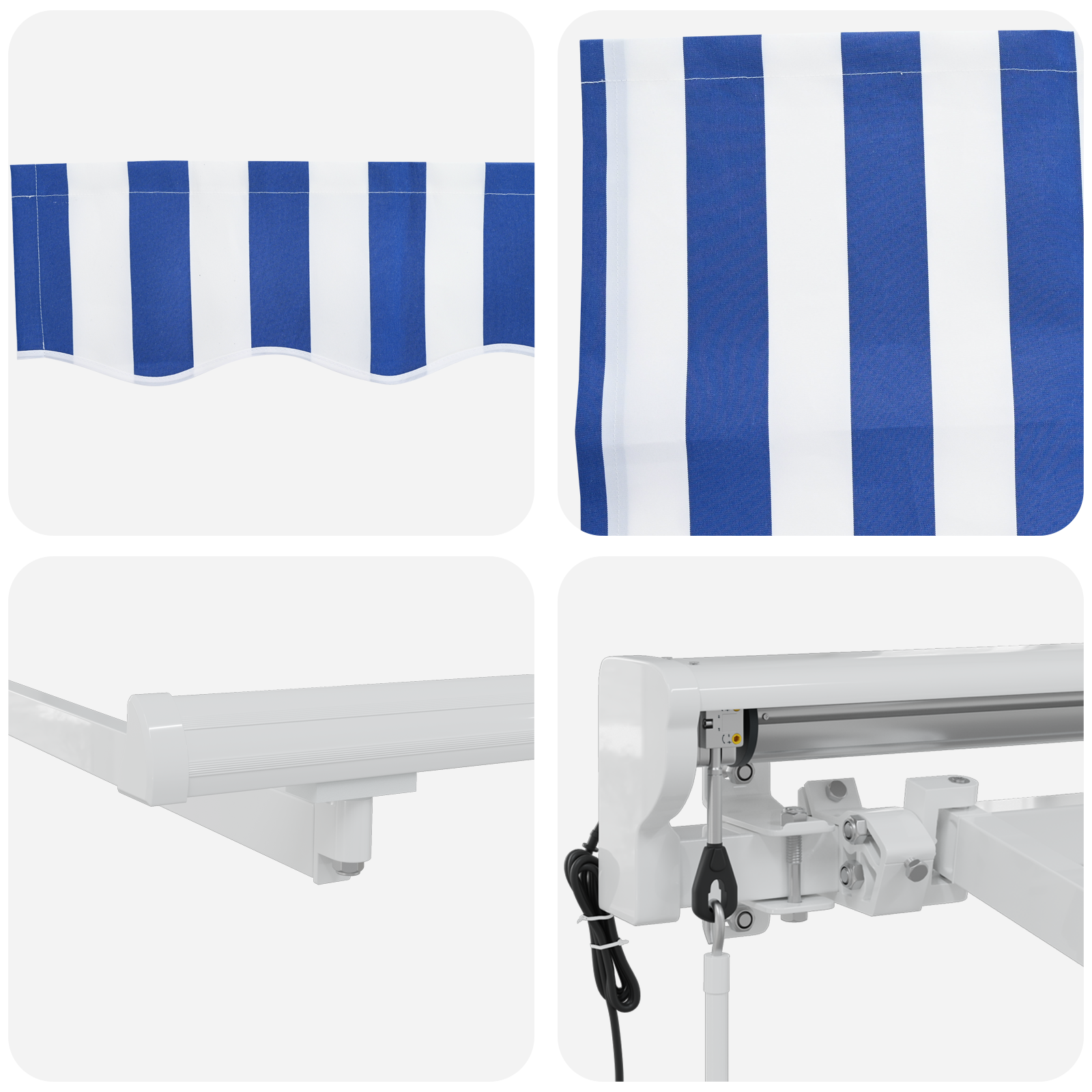 Innvendbar Markise Blå og hvit 400x200 cm stoff