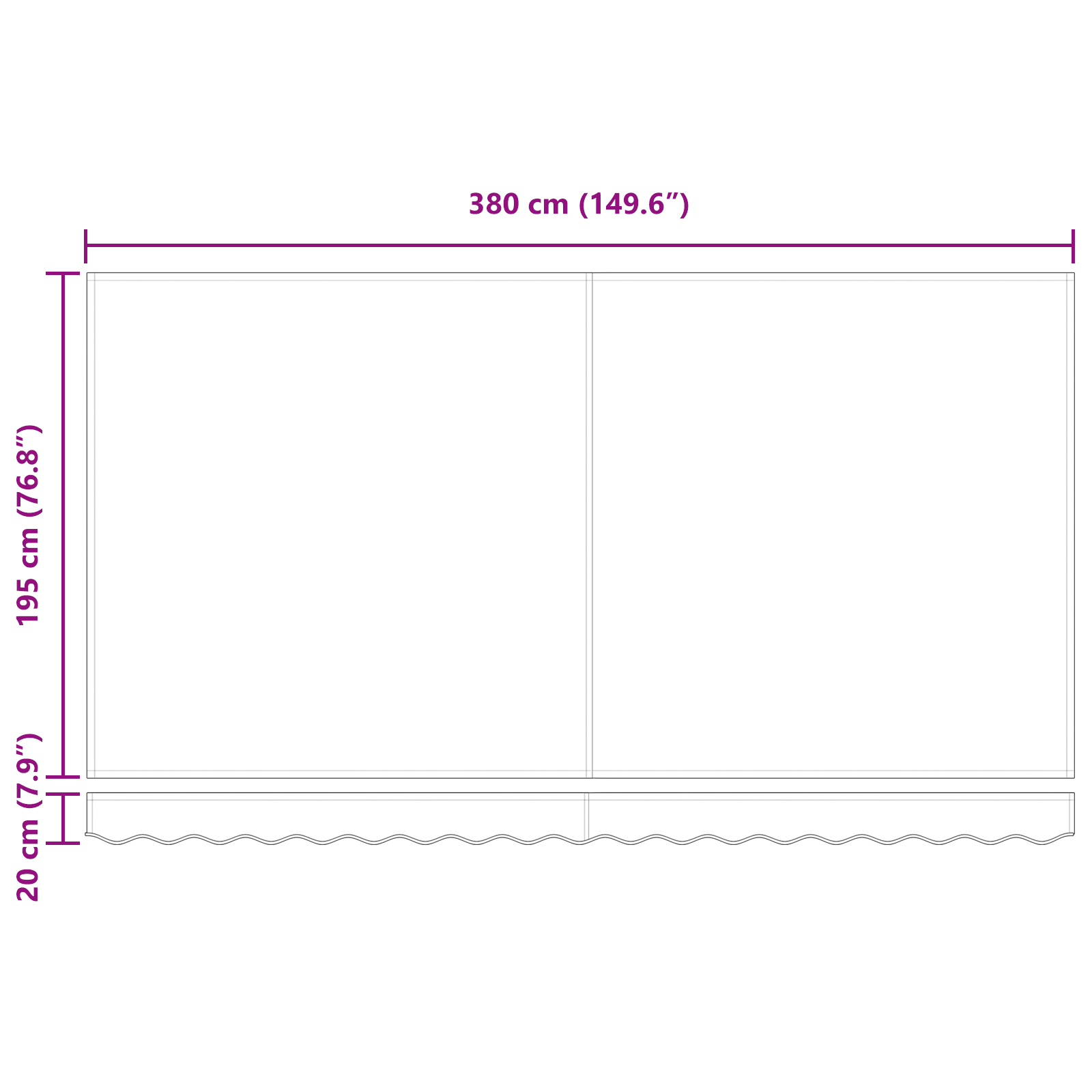 Innvendbar Markise Blå og hvit 400x200 cm stoff