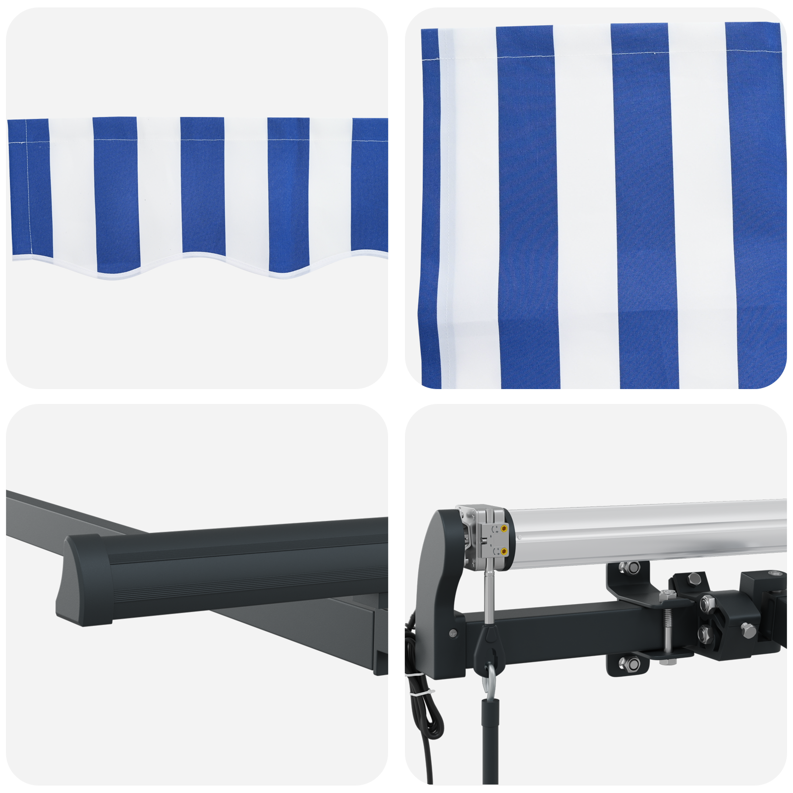 Innvendbar Markise Blå og hvite 400 x 200 cm stoff