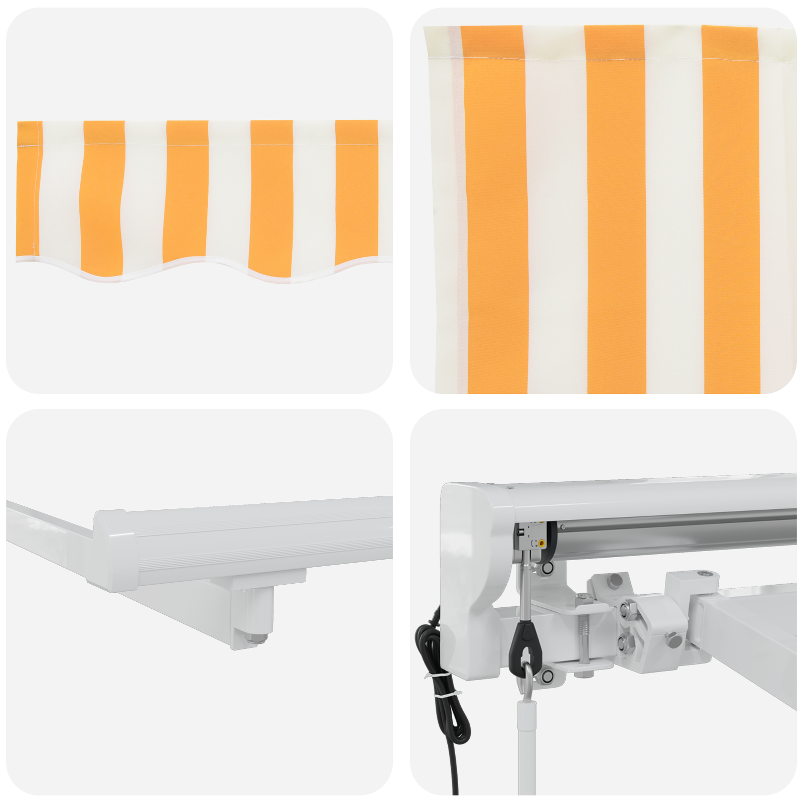 Innvendbar Markise Gul og hvit 400x200 cm stoff
