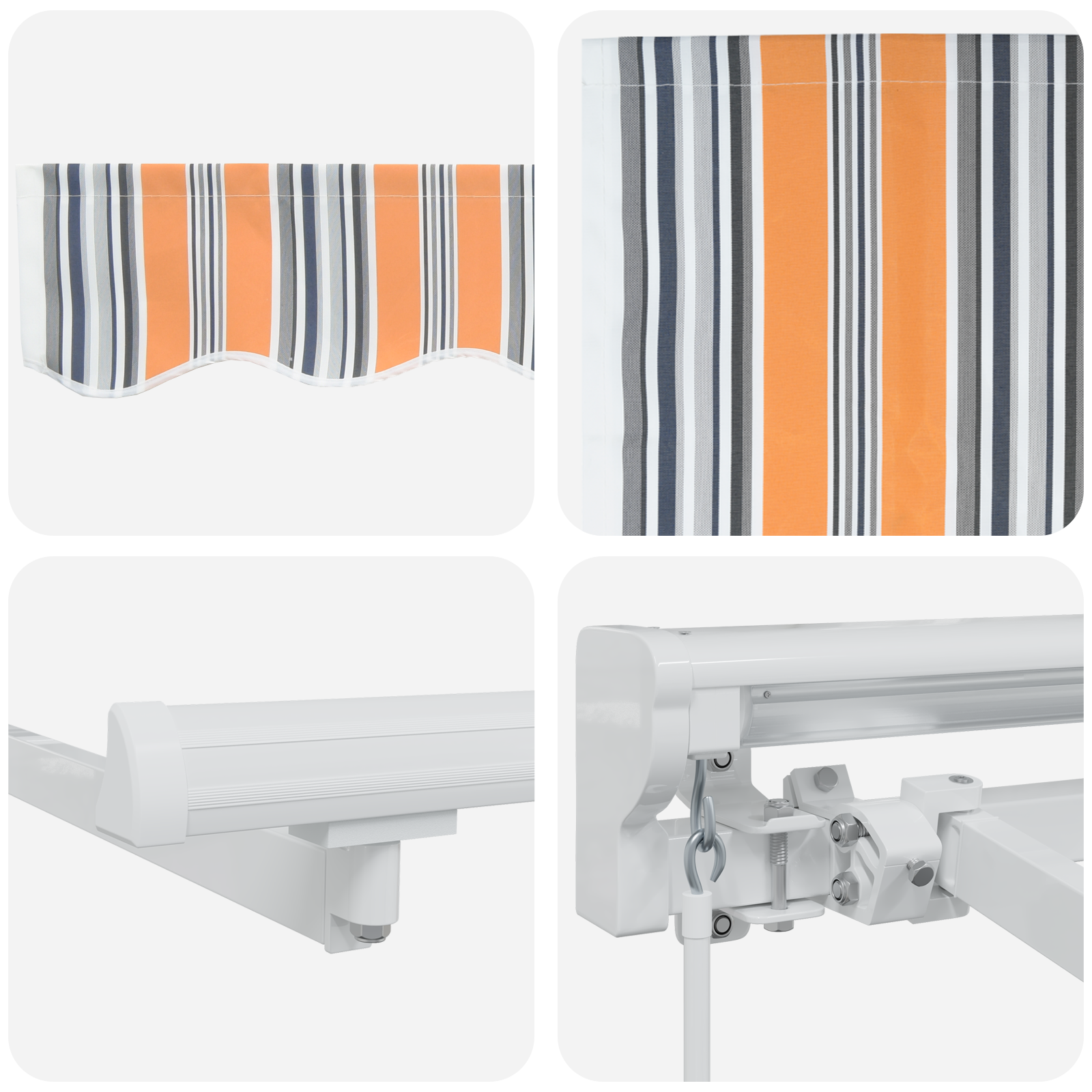 Innvendbar Markise Fargerik stripe 400x200 cm stoff