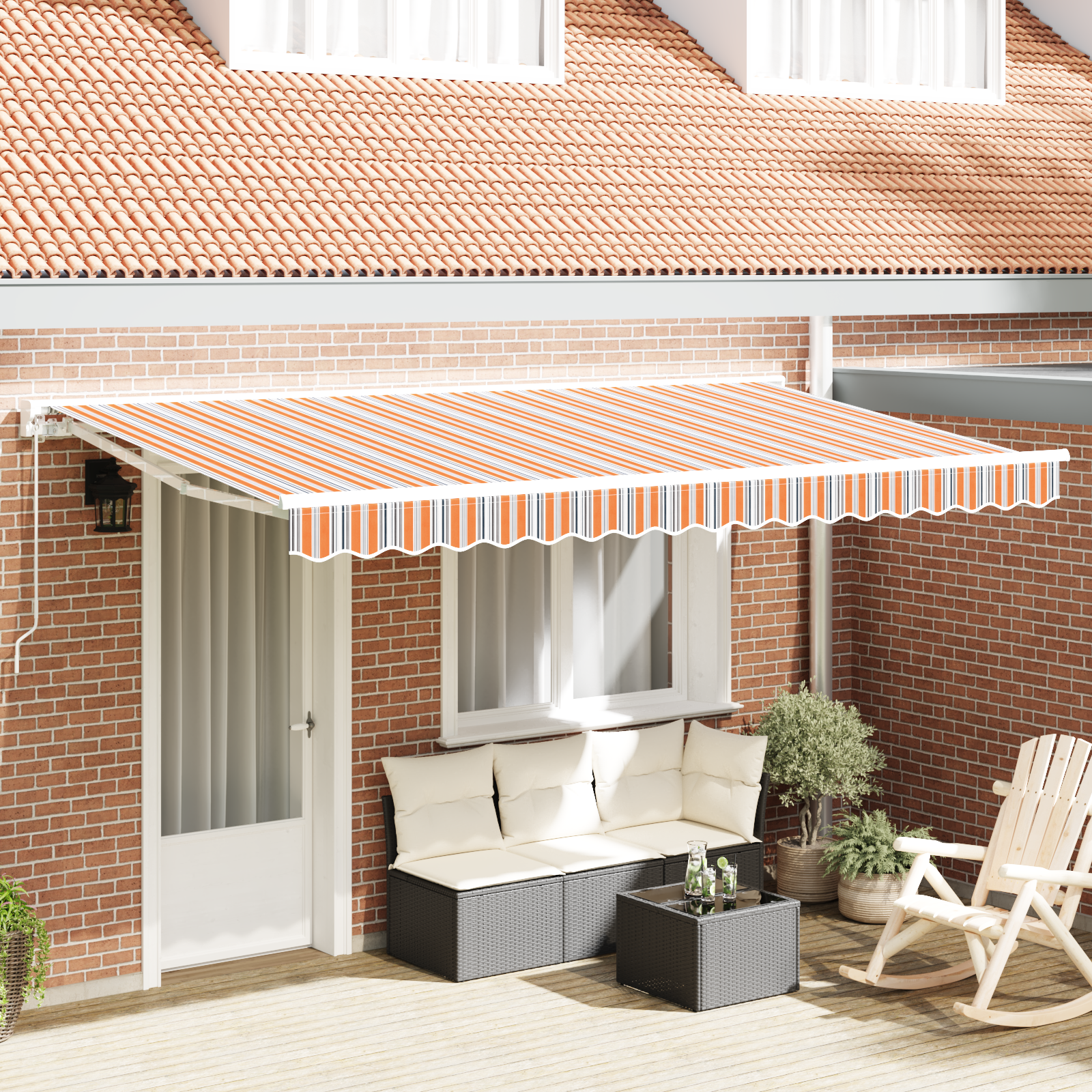 Innvendbar Markise Fargerik stripe 400x200 cm stoff