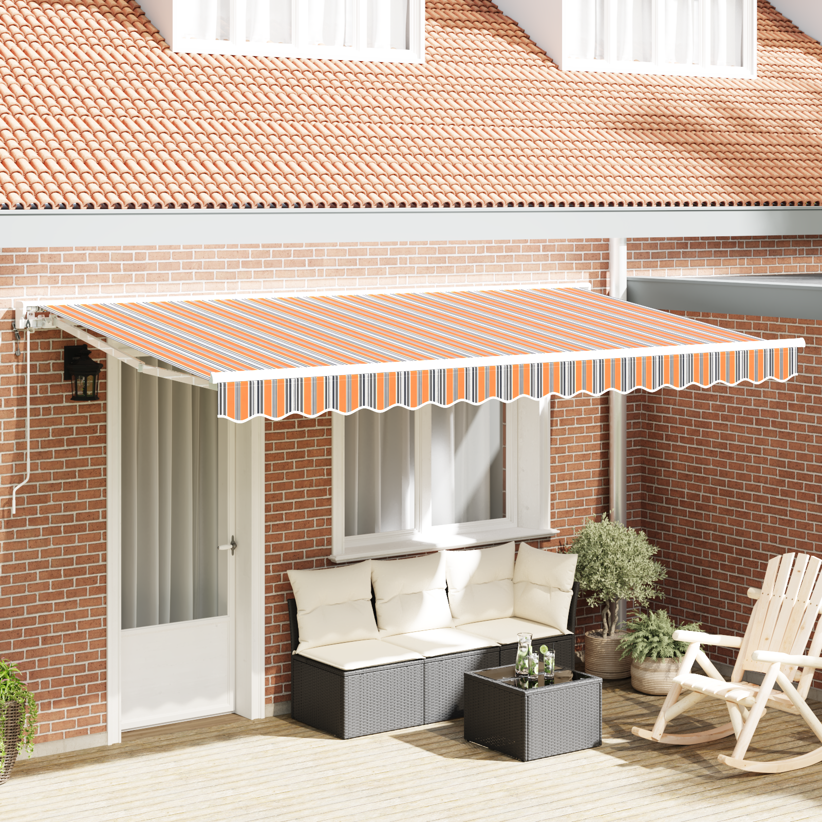 Innvendbar Markise Fargerik stripe 400x200 cm stoff