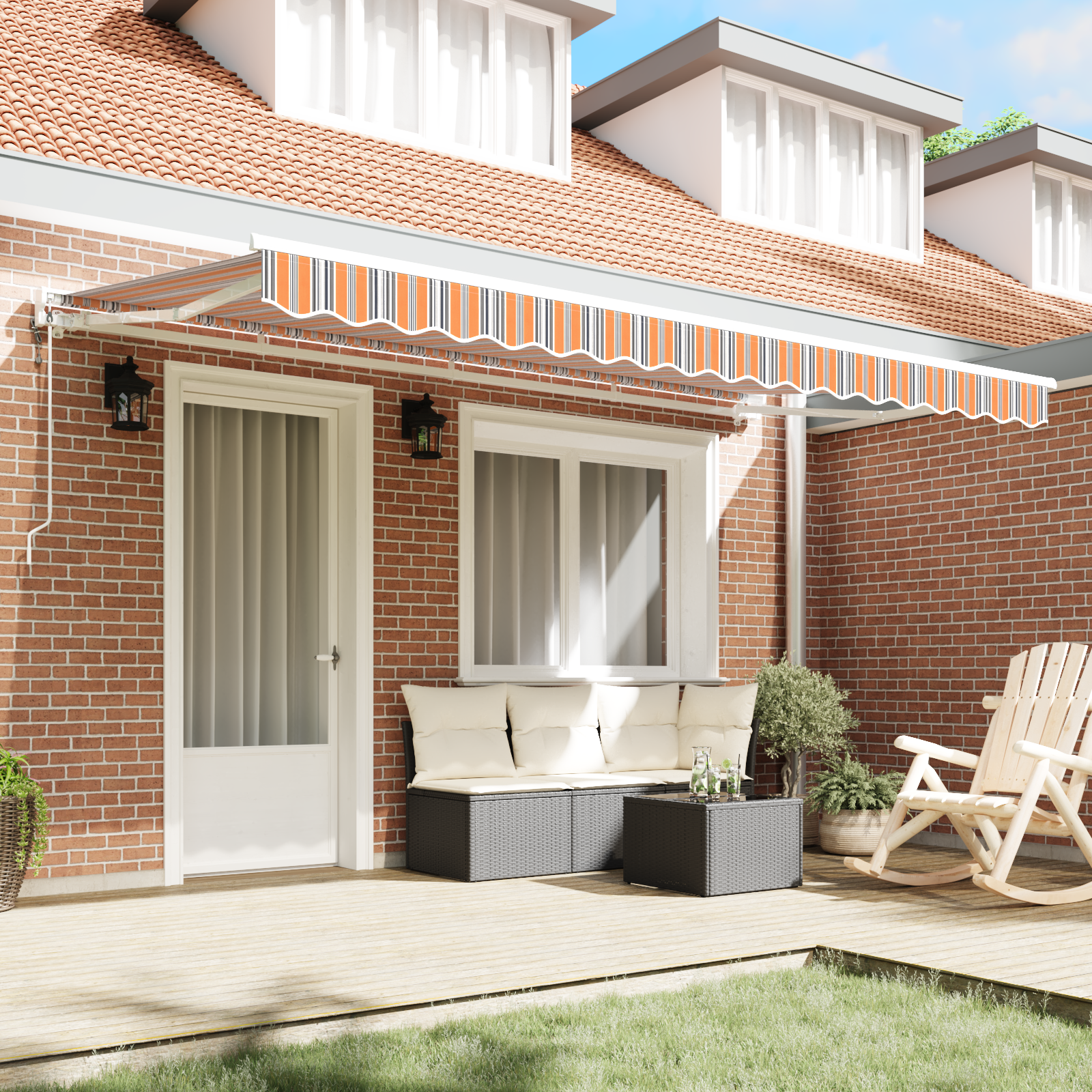 Innvendbar Markise Fargerik stripe 400x200 cm stoff