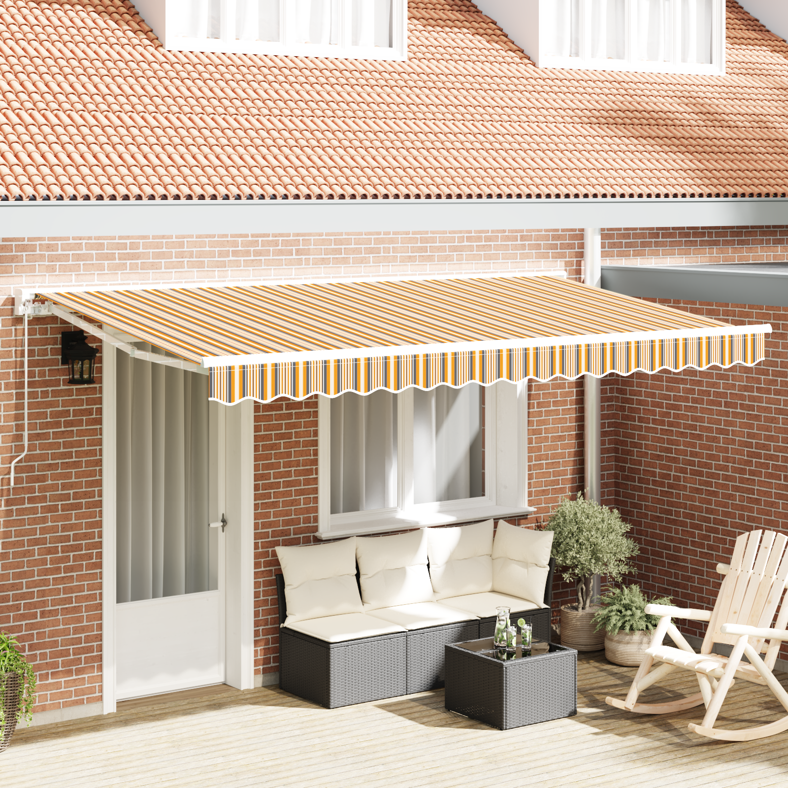 Innvendbar Markise Fargerik stripe 400x200 cm stoff