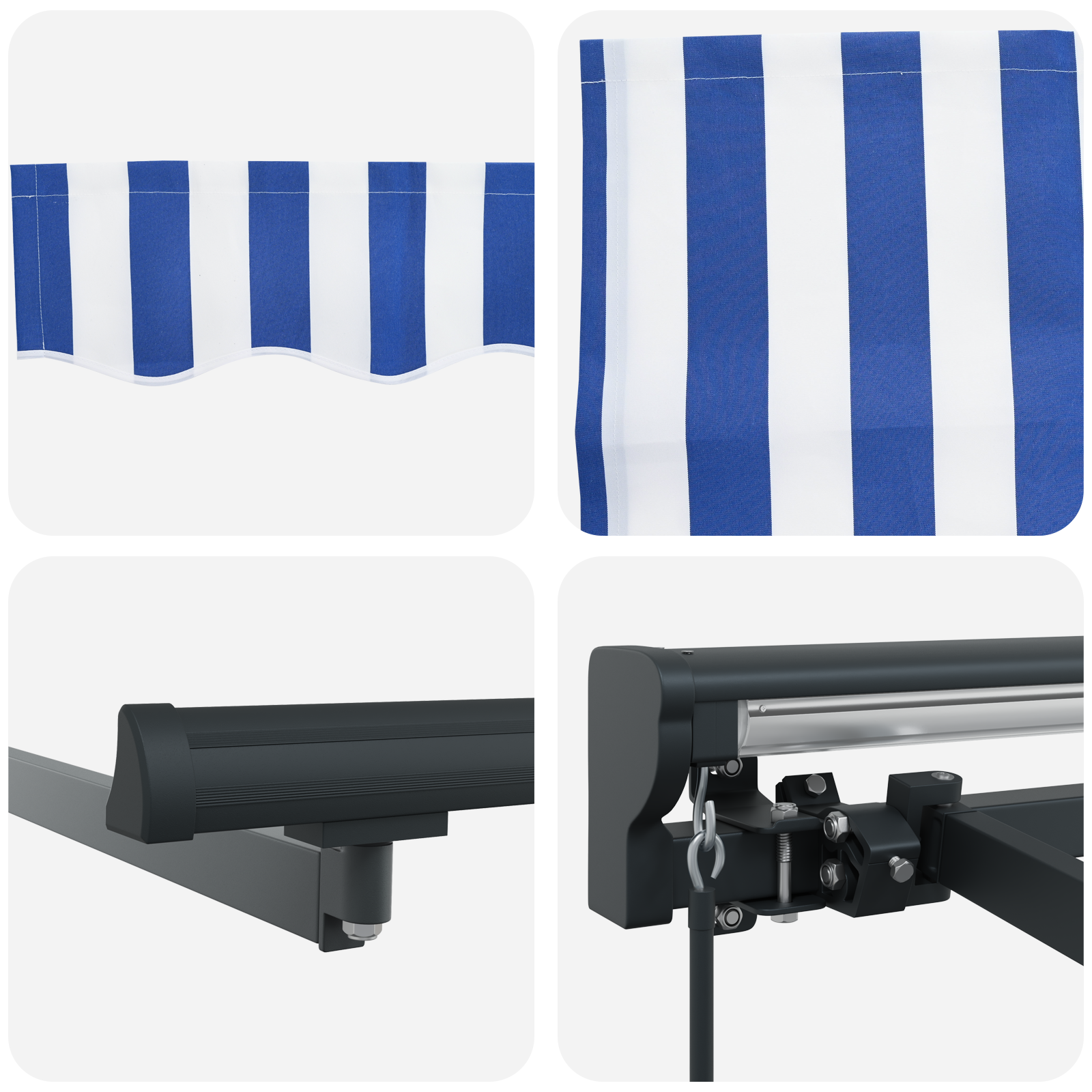 Innvendbar Markise Blå og hvit 300x250 cm stoff