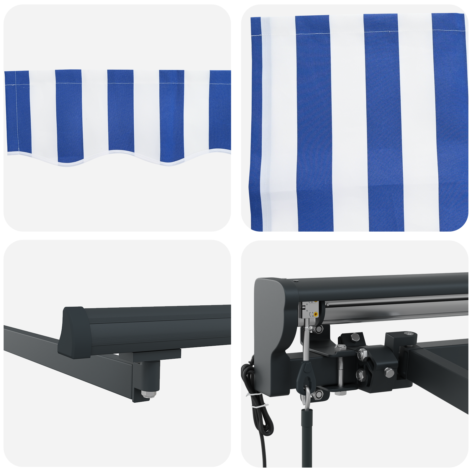 Innvendbar Markise Blå og hvit 300x250 cm stoff