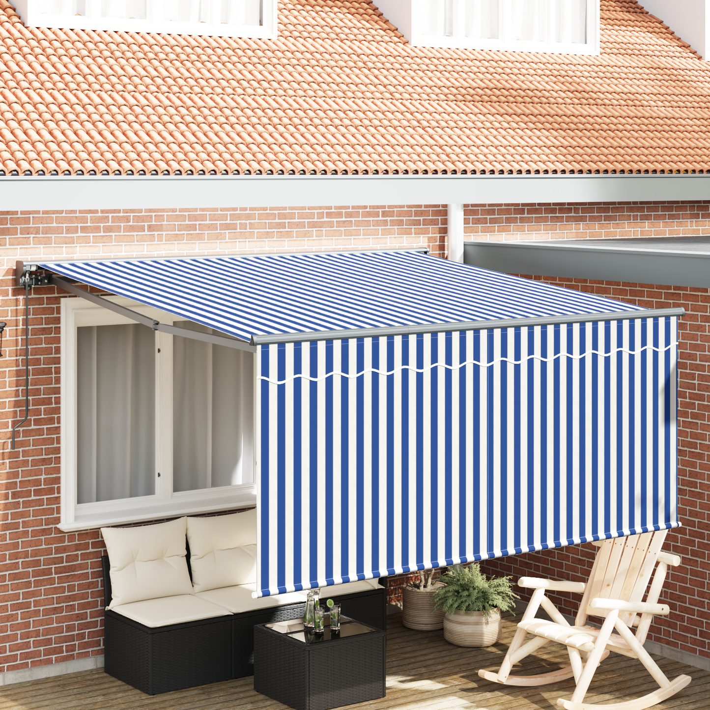 Innvendbar Markise Blå og hvit 300 x 250 cm