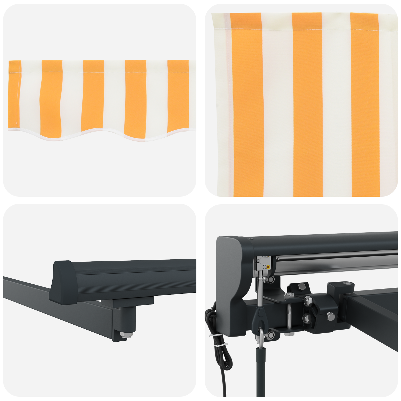 Innvendbar Markise Gul og hvit 300x250 cm stoff