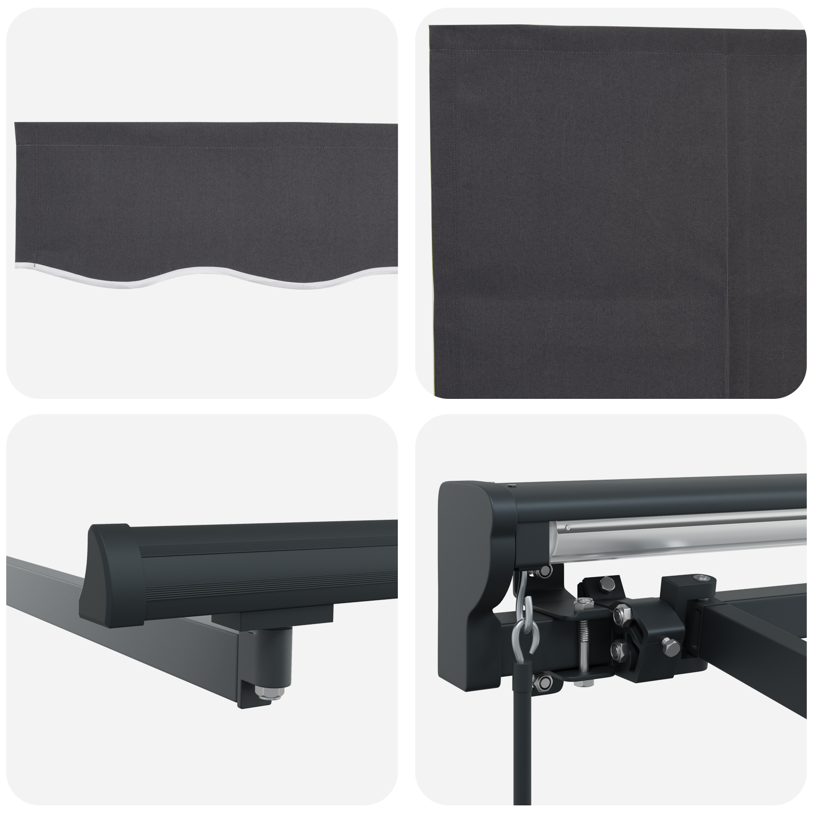 Innvendbar Markise Antrasitt 300x250 cm stoff