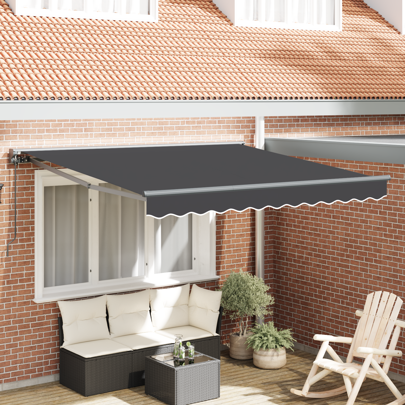 Innvendbar Markise Antrasitt 300x250 cm stoff