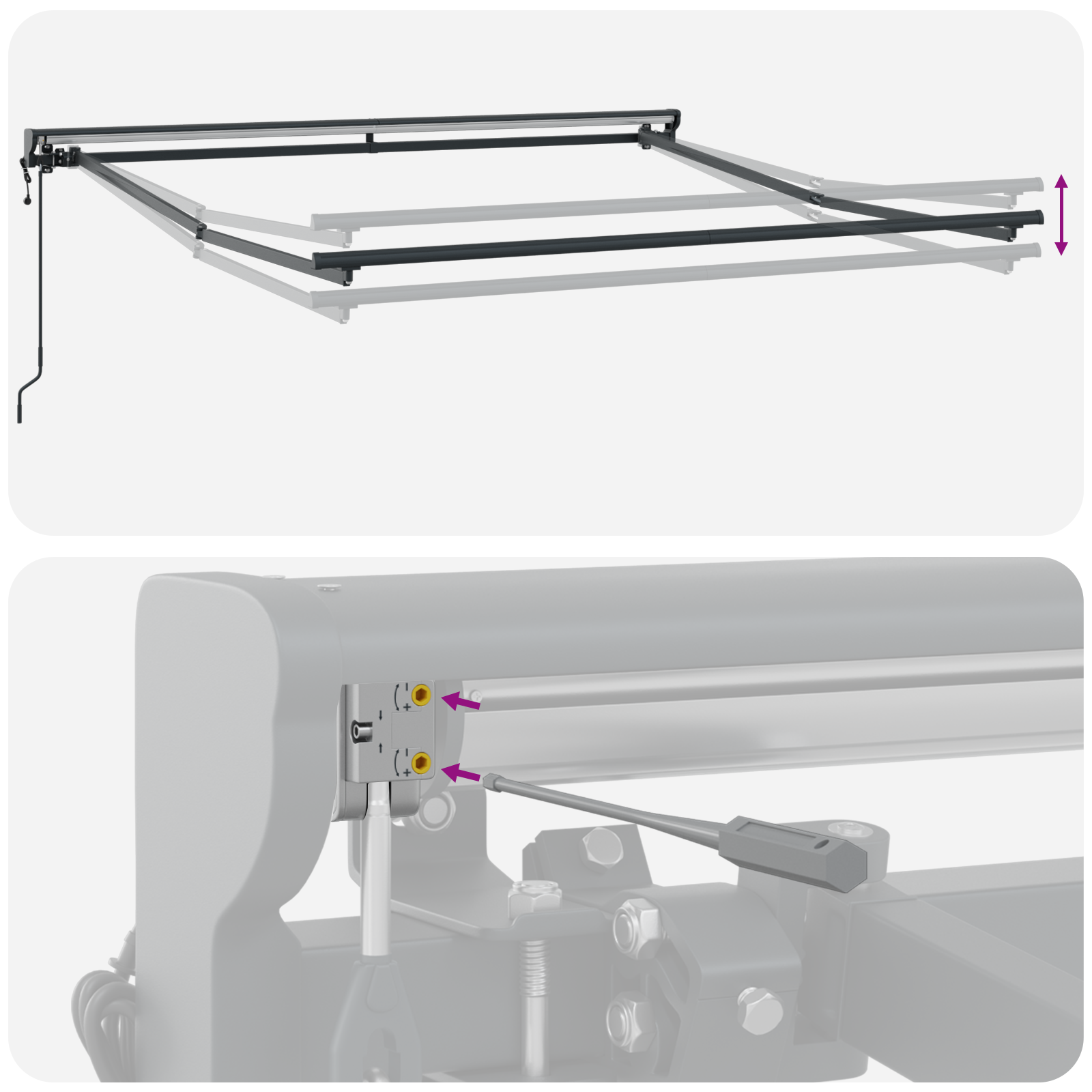 Innvendbar Markise Antrasitt 300x250 cm stoff