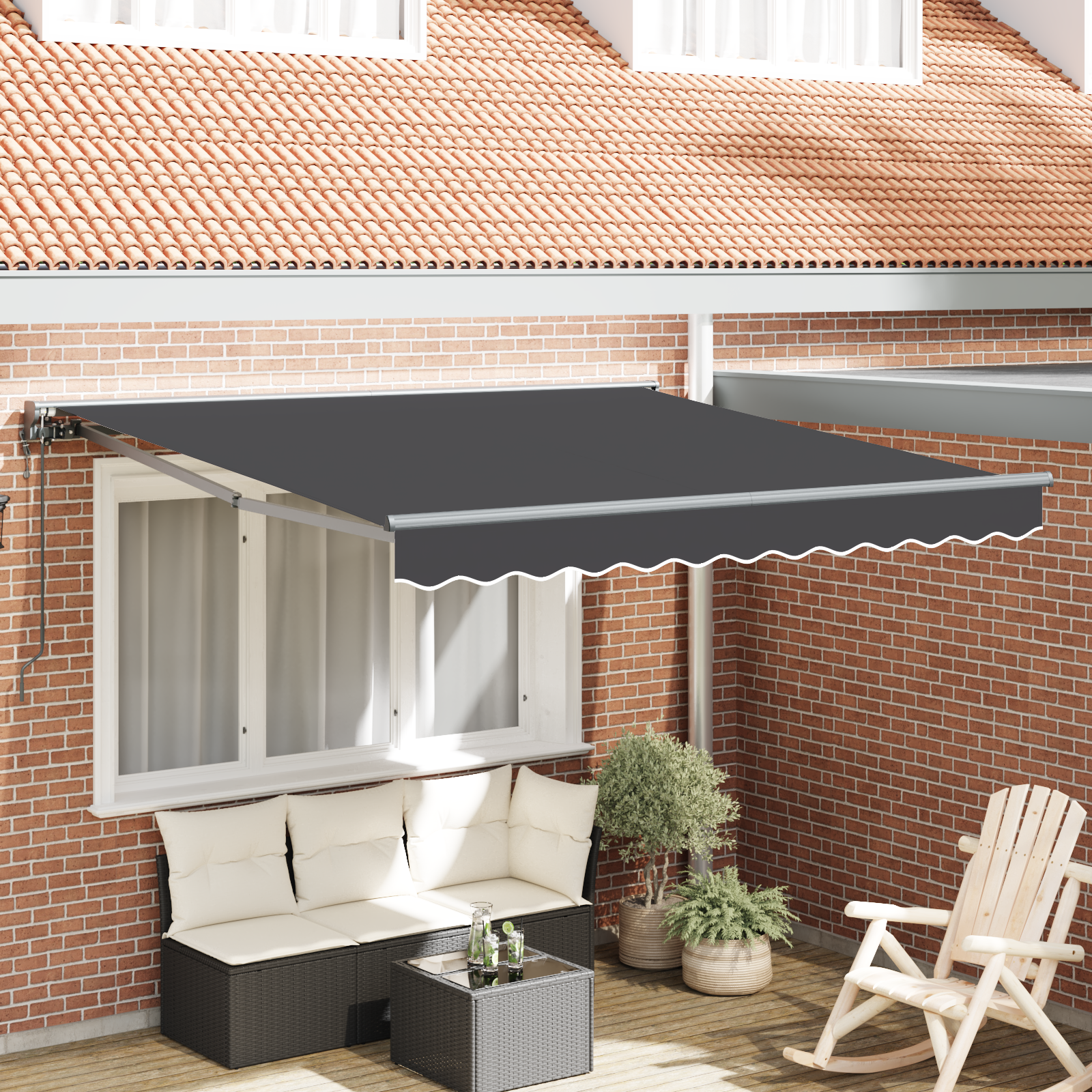 Innvendbar Markise Antrasitt 300x250 cm stoff