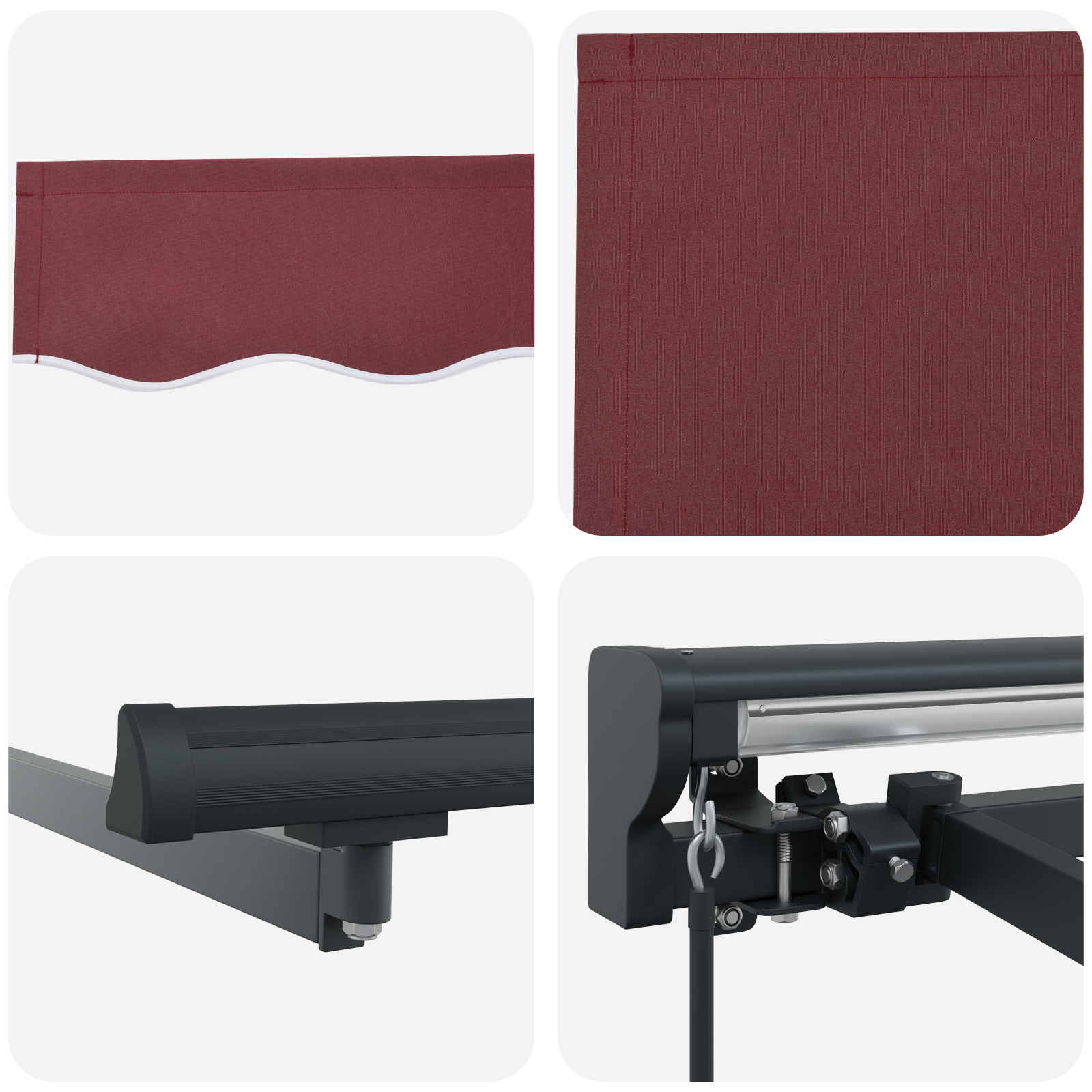 Innvendbar Markise Burgunder Rød 300x250 cm stoff