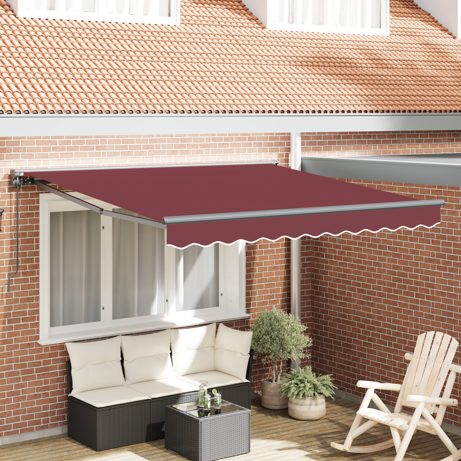 Innvendbar Markise Burgunder Rød 300x250 cm stoff