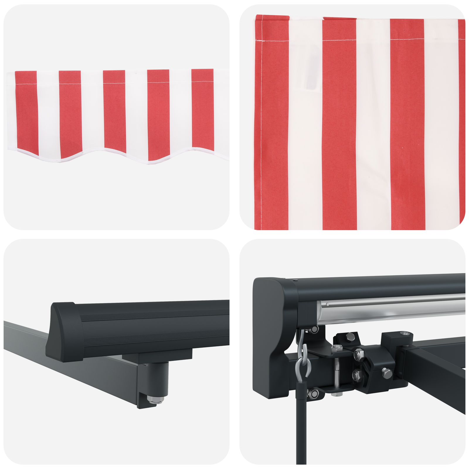 Innvendbar Markise Rød og hvit stripe 300x250 cm stoff