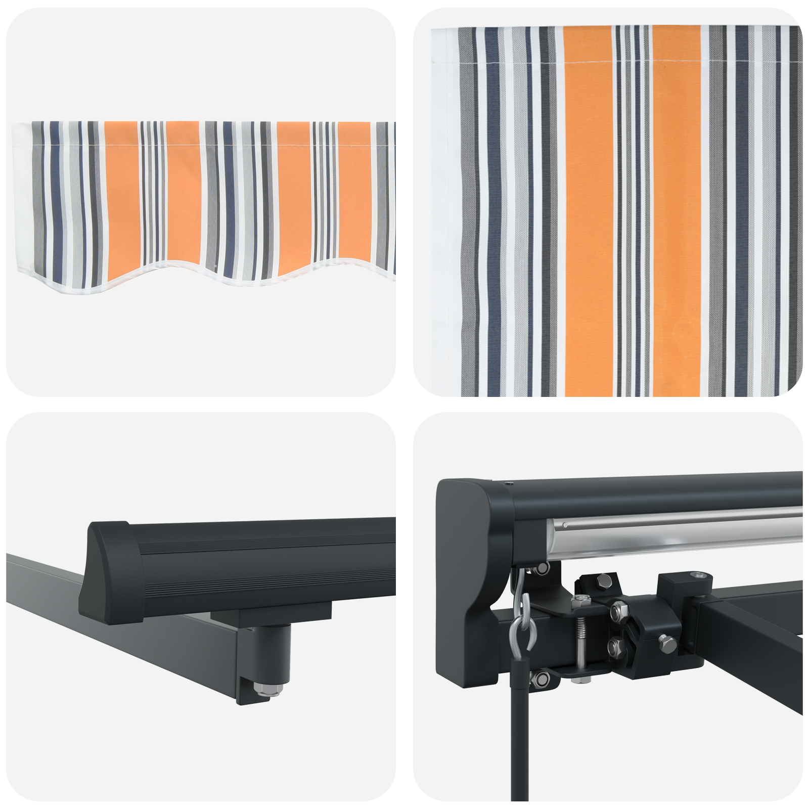 Innvendbar Markise Fargerik stripe 300x250 cm stoff