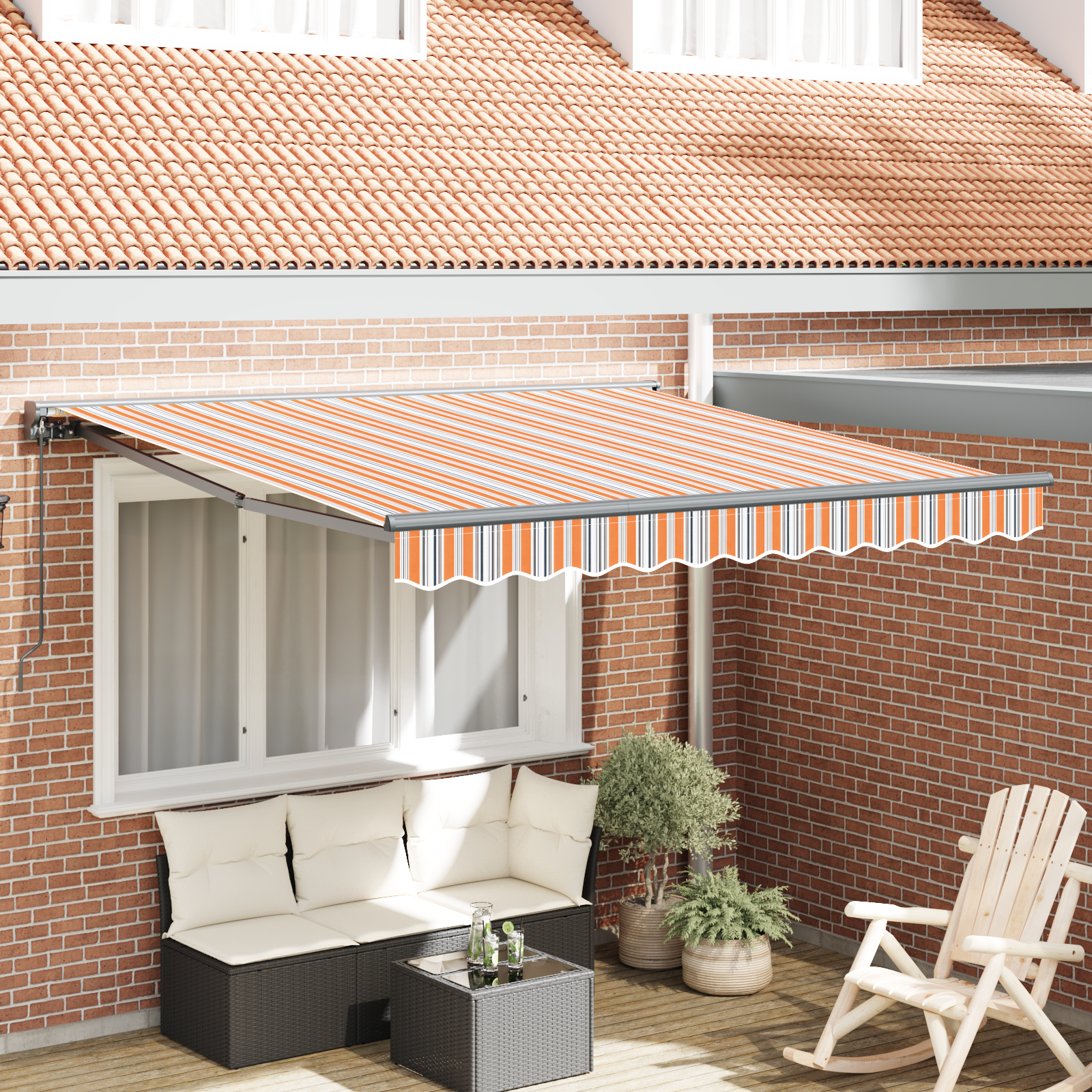 Innvendbar Markise Fargerik stripe 300x250 cm stoff