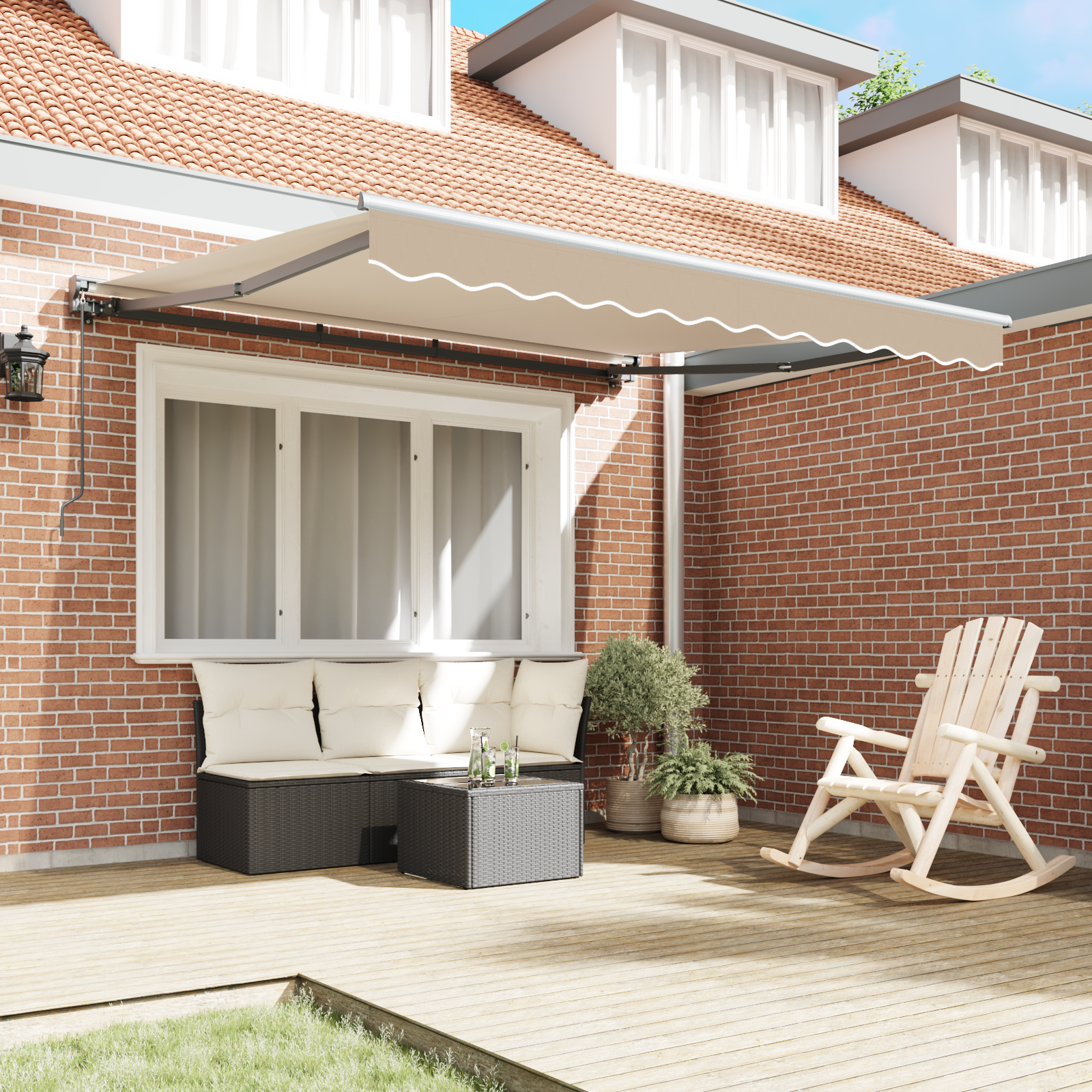 Innvendbar Markise Beige 300x250 cm stoff