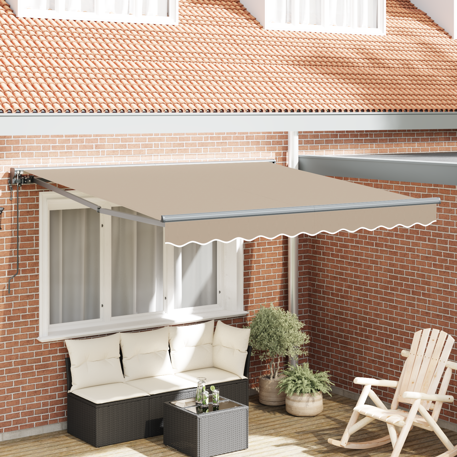 Innvendbar Markise Beige 300x250 cm stoff