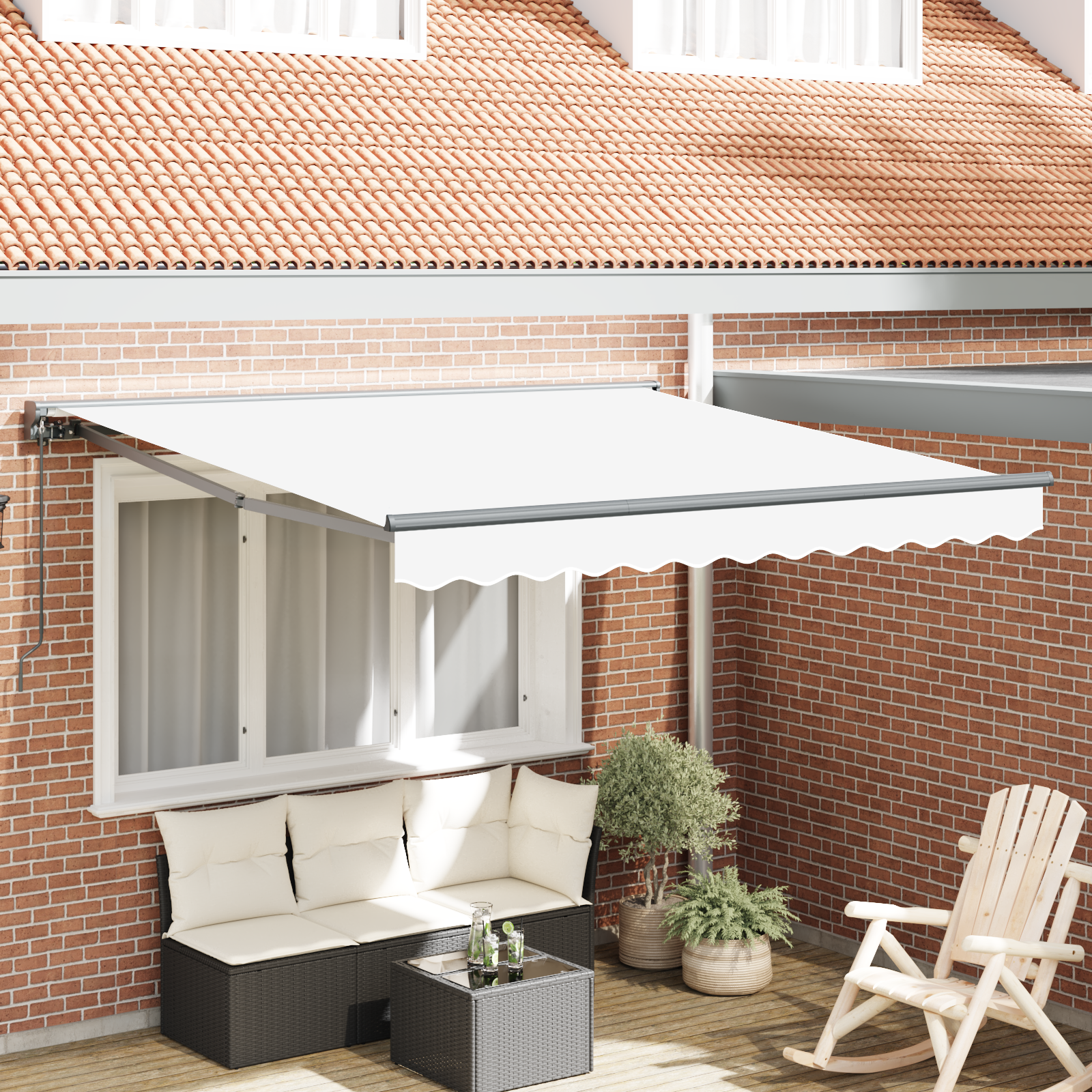 Innvendbar Markise Hvit 300x250 cm stoff