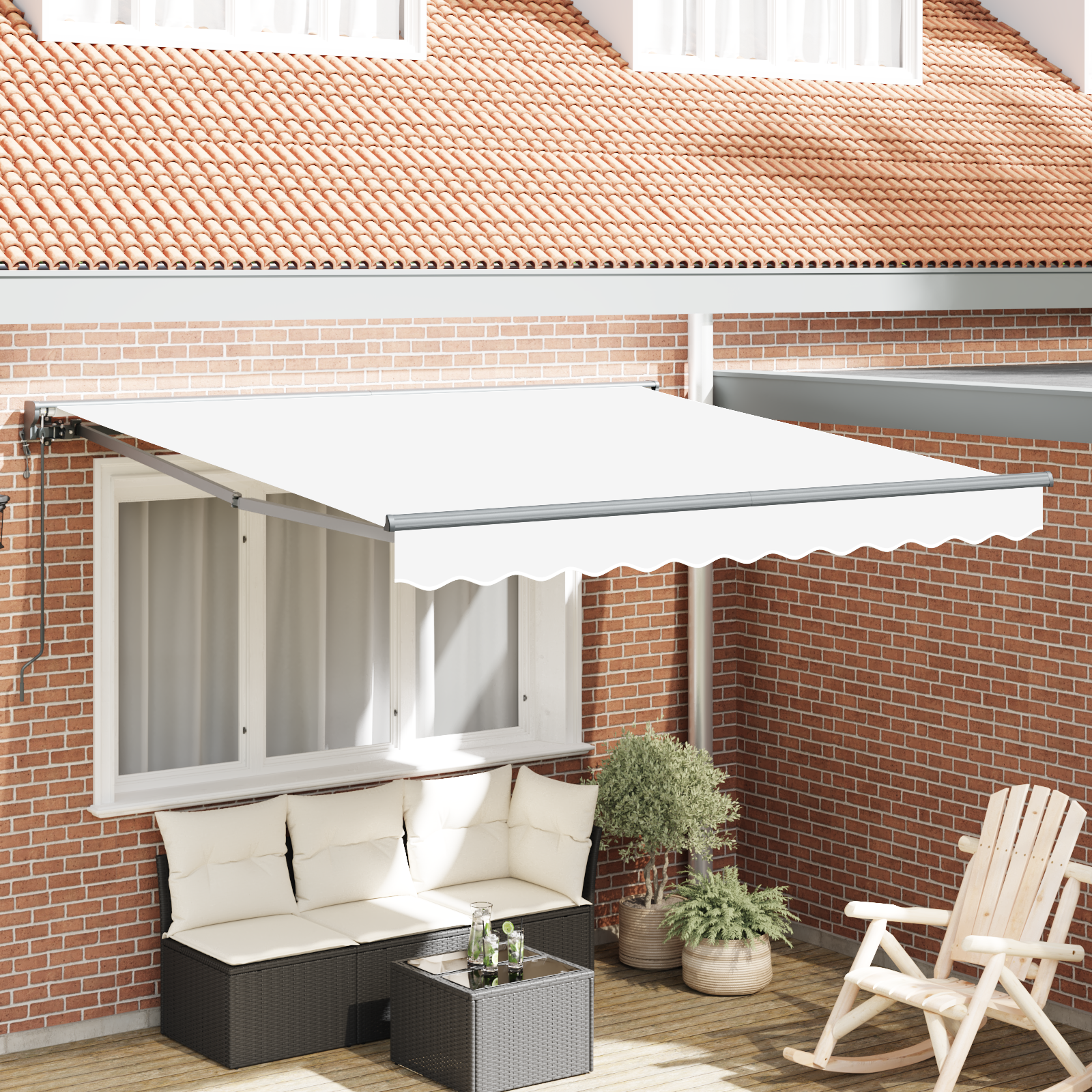 Innvendbar Markise Hvit 300x250 cm stoff