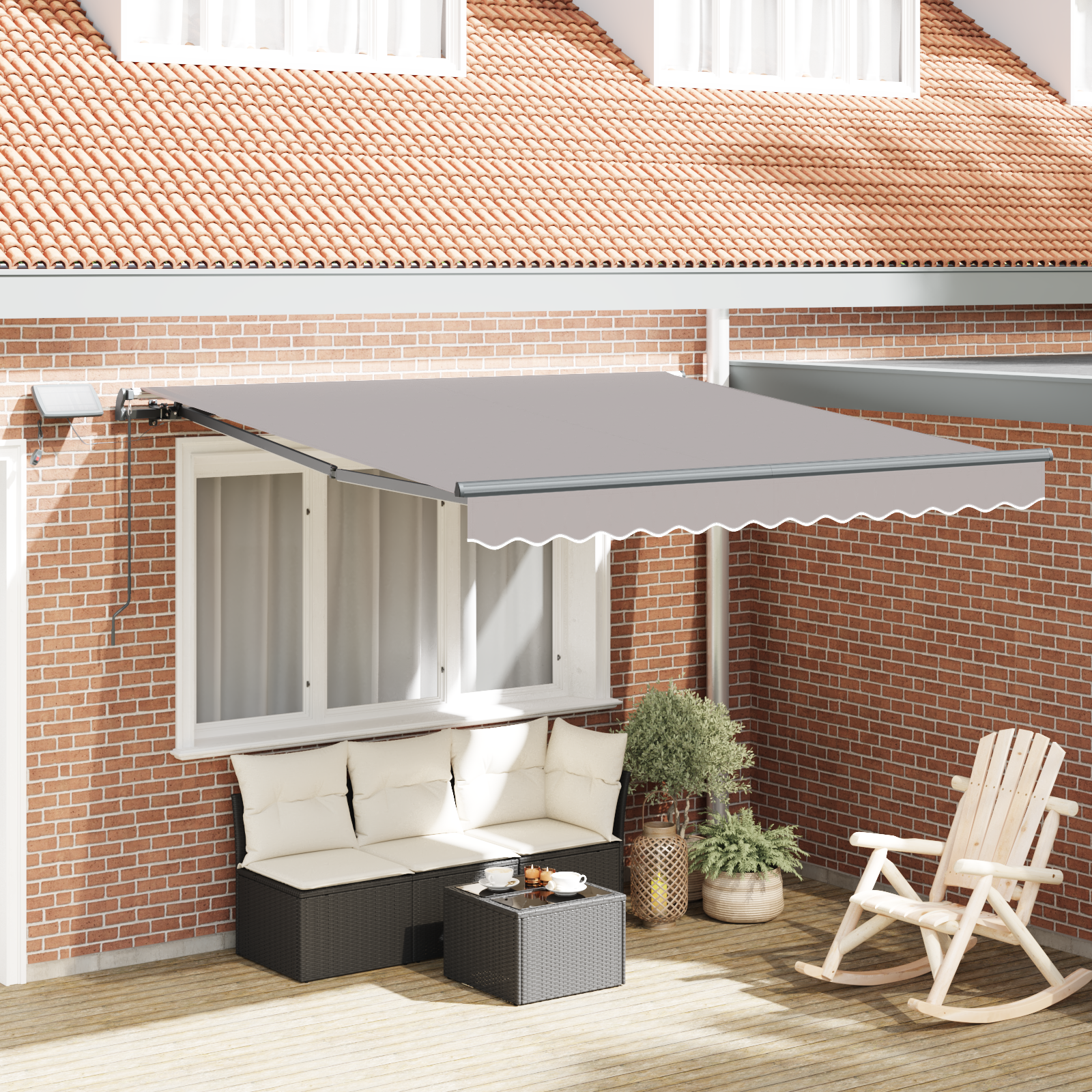 Innvendbar Markise Lysegrå 300 x 250 cm stoff