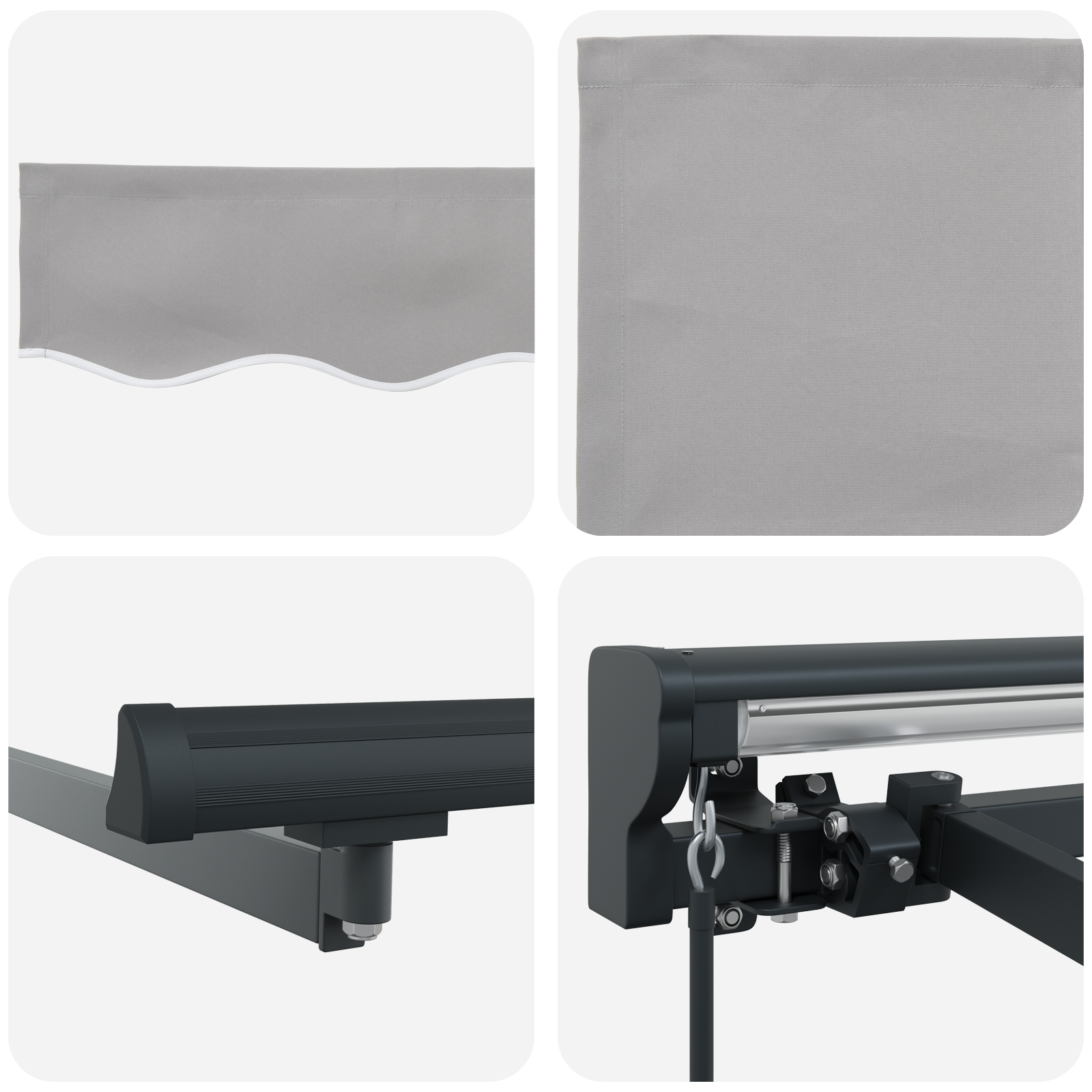 Innvendbar Markise Lysegrå 300x250 cm stoff