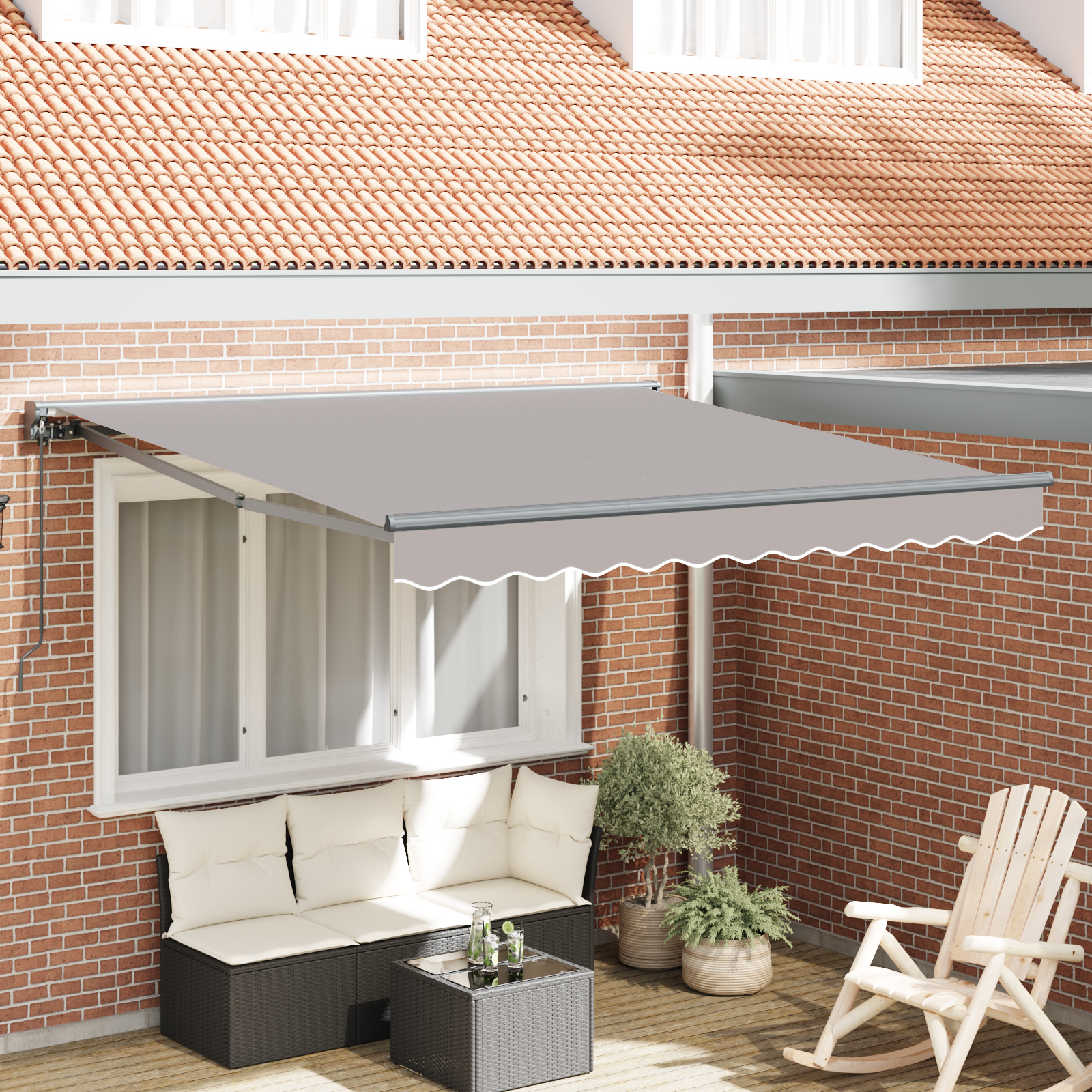 Innvendbar Markise Lysegrå 300x250 cm stoff