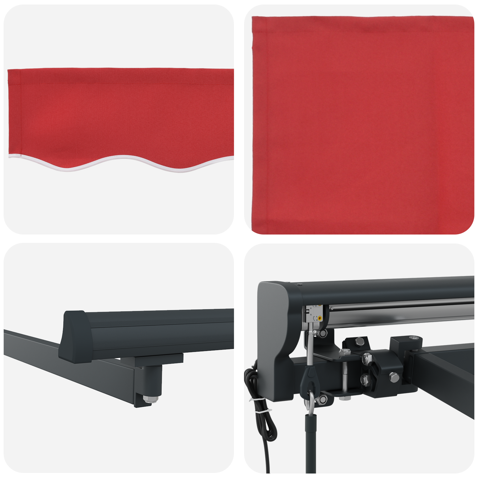 Innvendbar Markise Rød 300x250 cm stoff