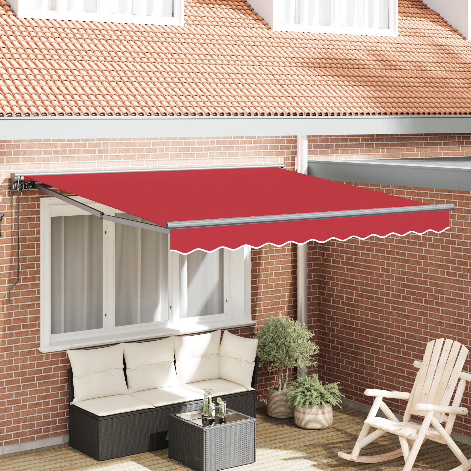 Innvendbar Markise Rød 300x250 cm stoff