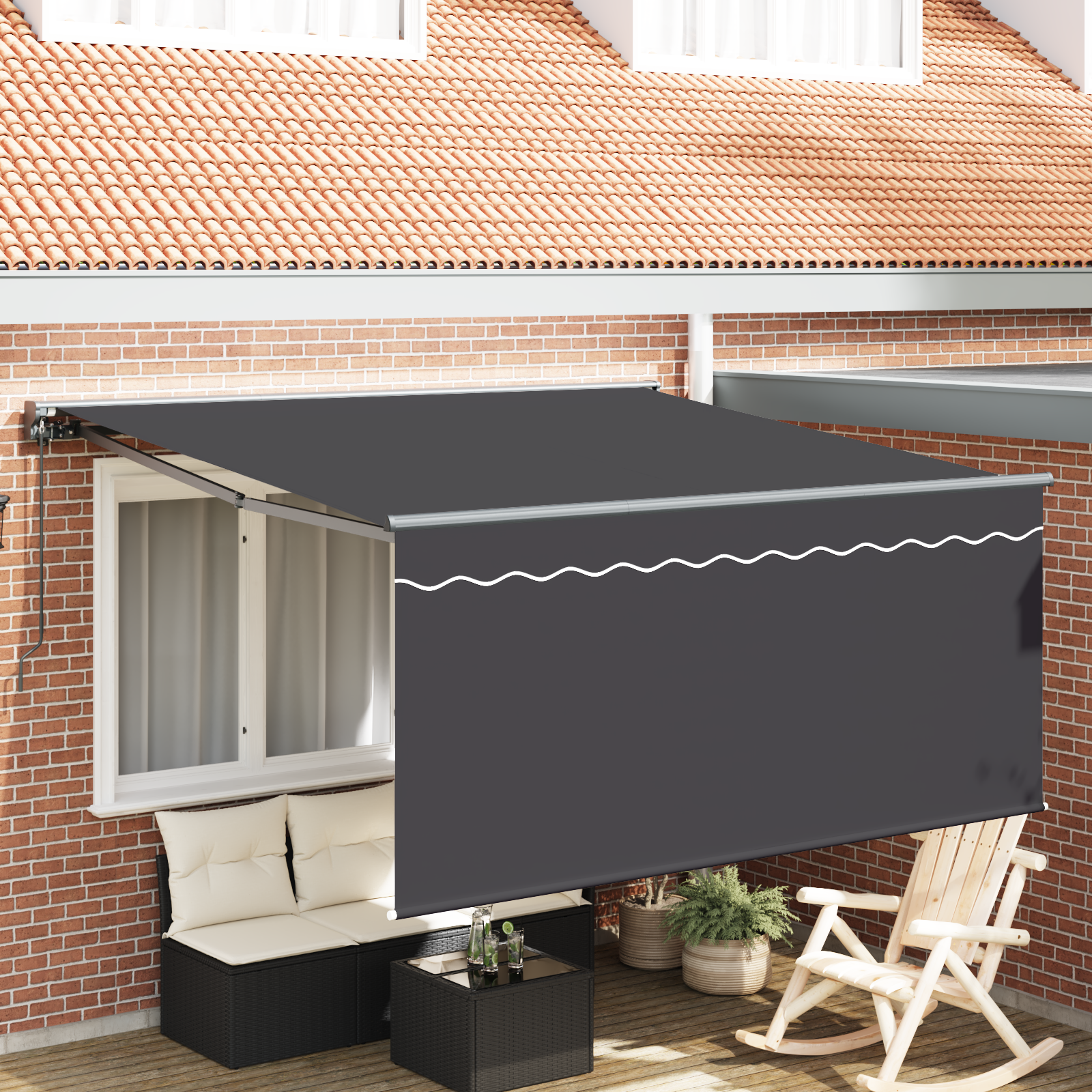 Innvendbar Markise Grå og antrasitt 350 x 250 cm