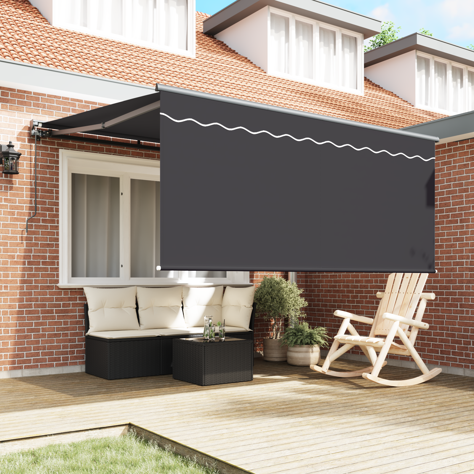 Innvendbar Markise Grå og antrasitt 350 x 250 cm