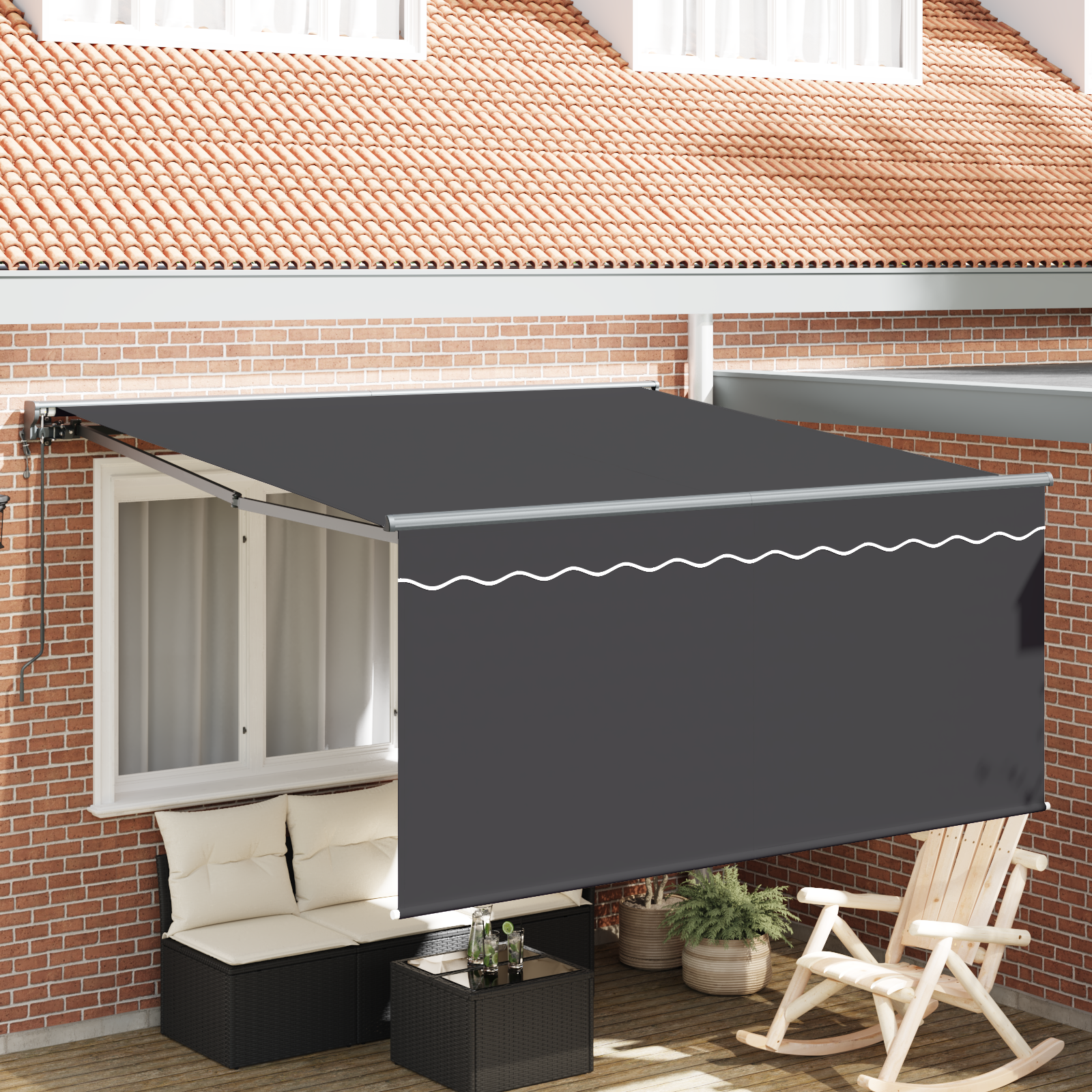 Innvendbar Markise Grå og antrasitt 350 x 250 cm