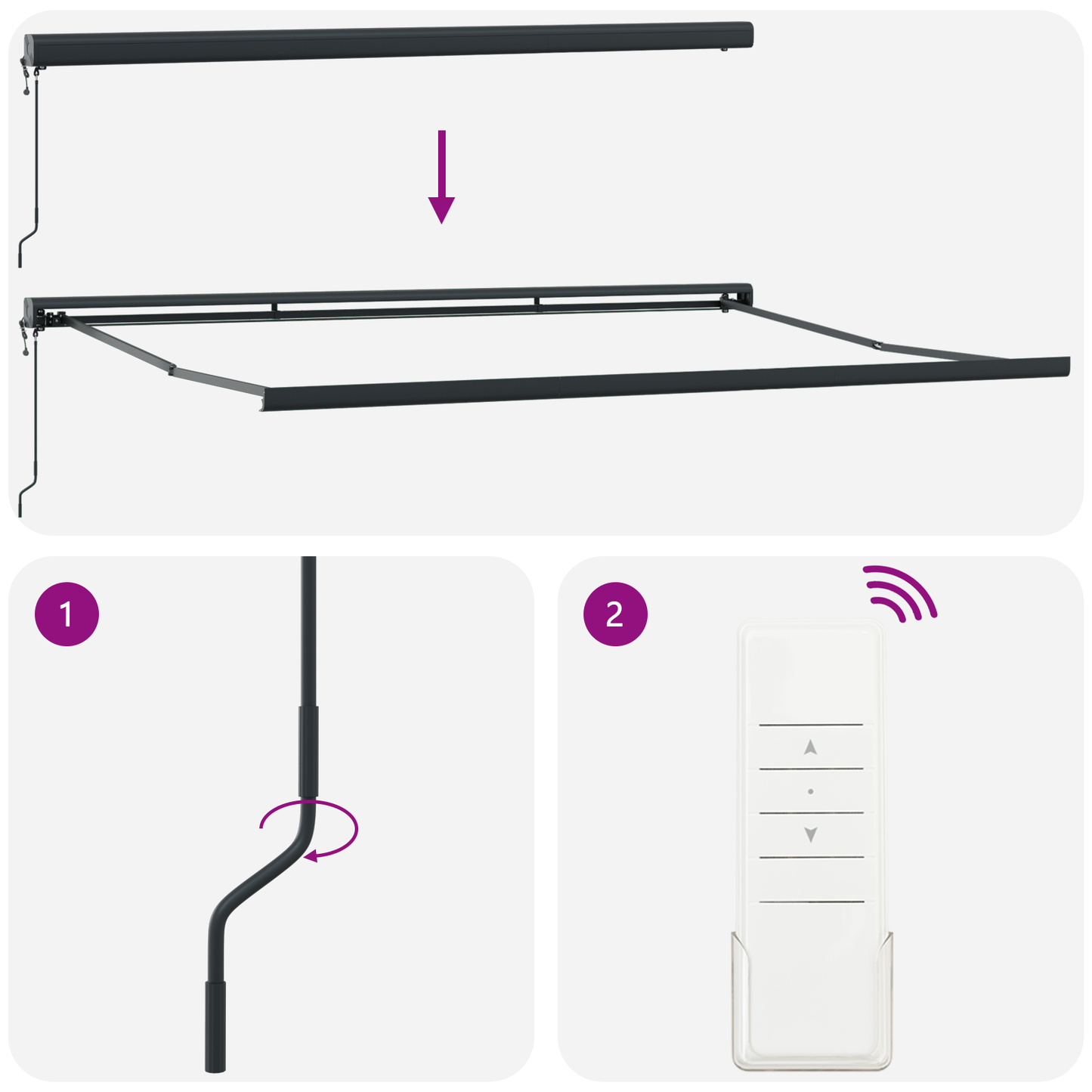 Innvendbar Markise Rød og svart 350 x 250 cm stoff