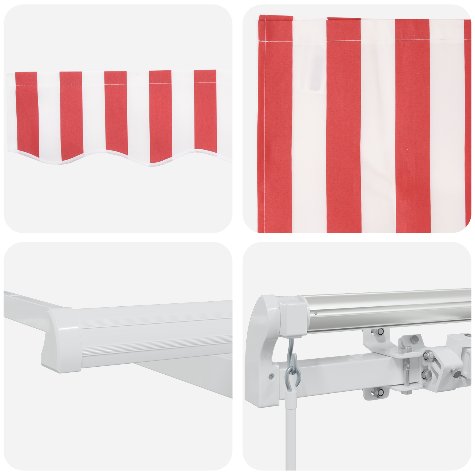 Innvendbar Markise Rød og hvit 350 x 250 cm stoff