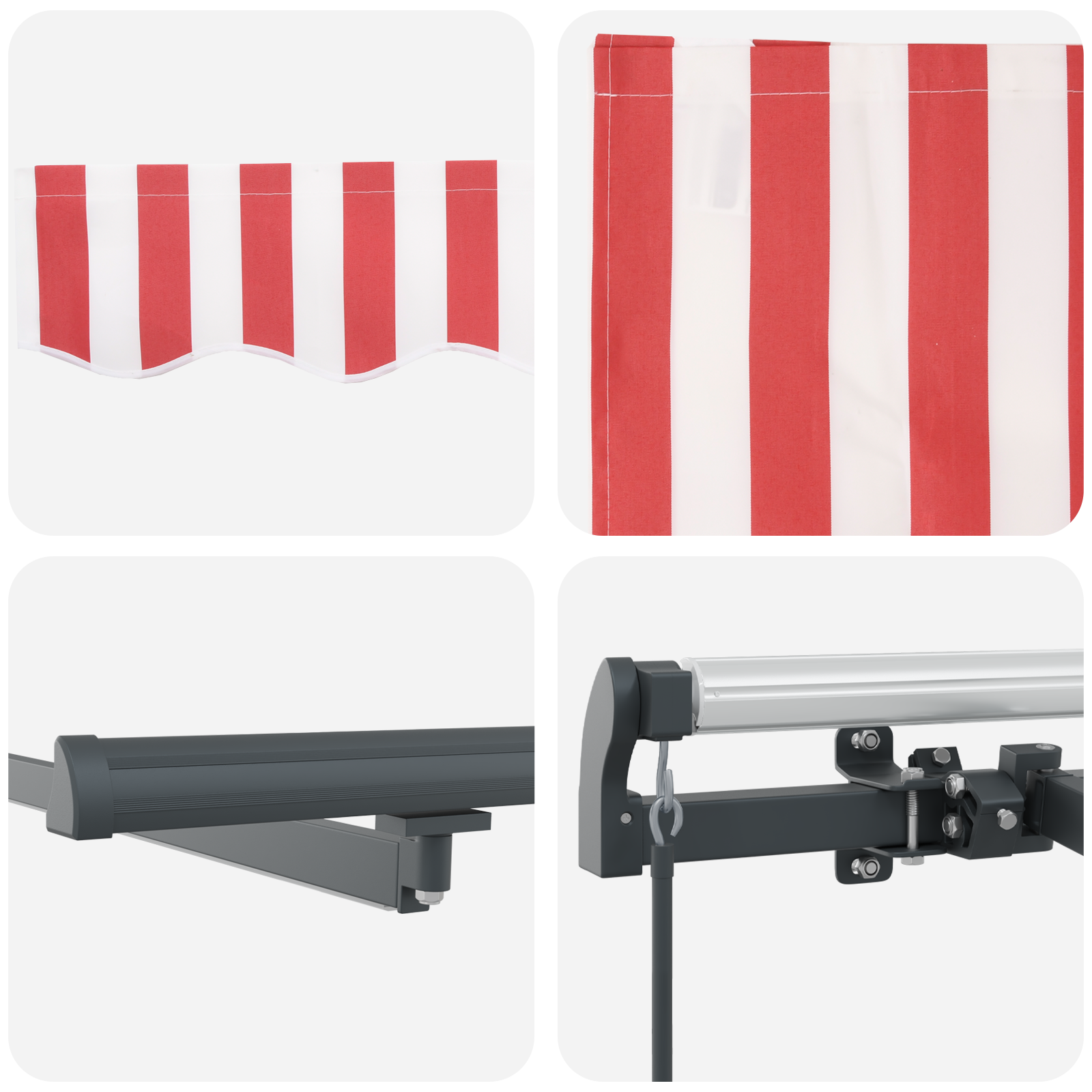 Innvendbar Markise Rød og hvit 350 x 250 cm stoff