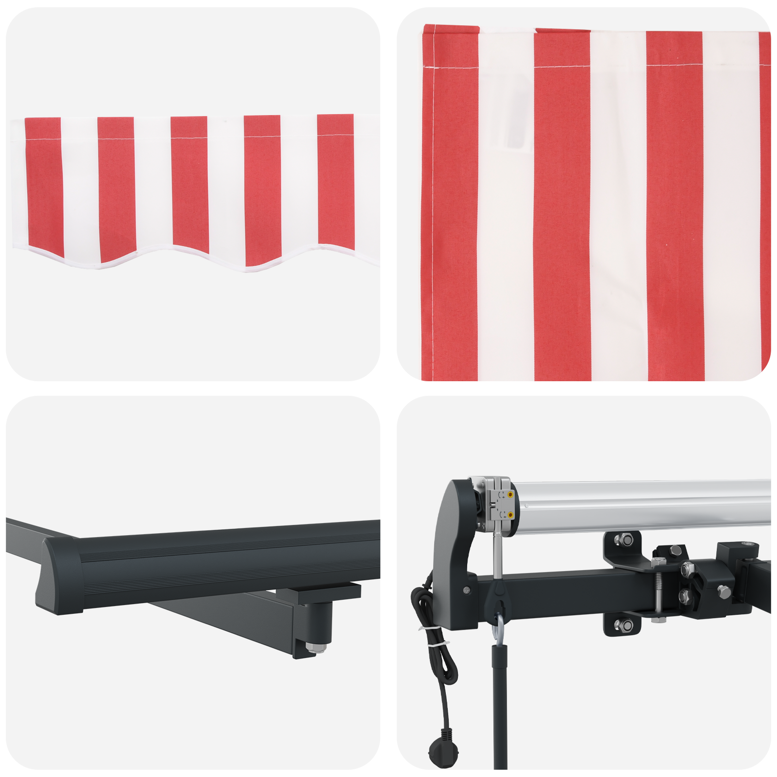 Innvendbar Markise Rød og hvit 350 x 250 cm stoff