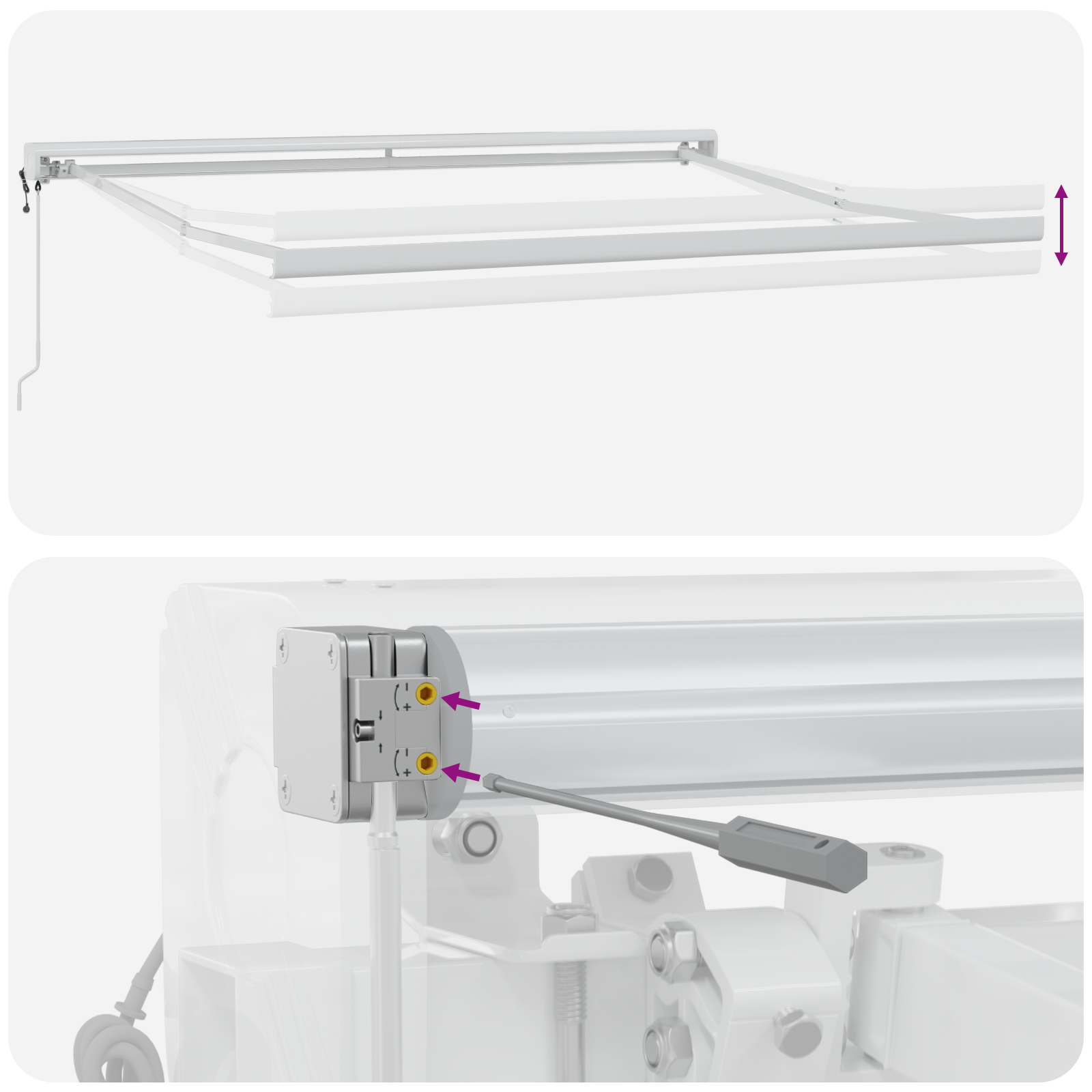 Innvendbar Markise Rød og hvit 350 x 250 cm Stoff, Metall