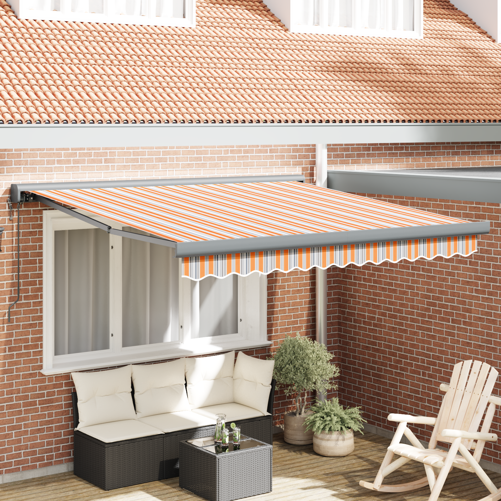 Innvendbar Markise Flerfarget 350 x 250 cm Stoff, Metall