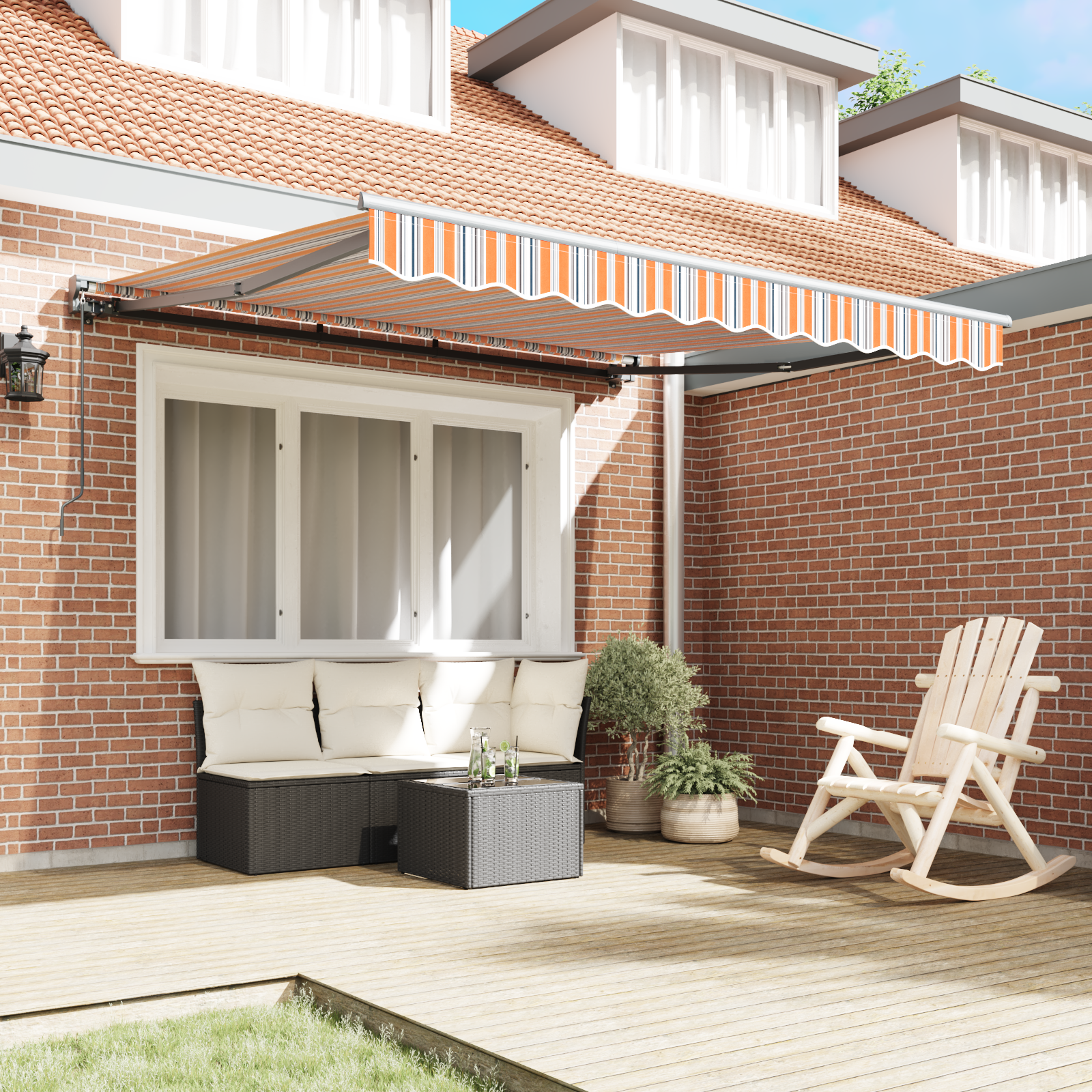 Innvendbar Markise Fargerik stripe 350x250 cm stoff