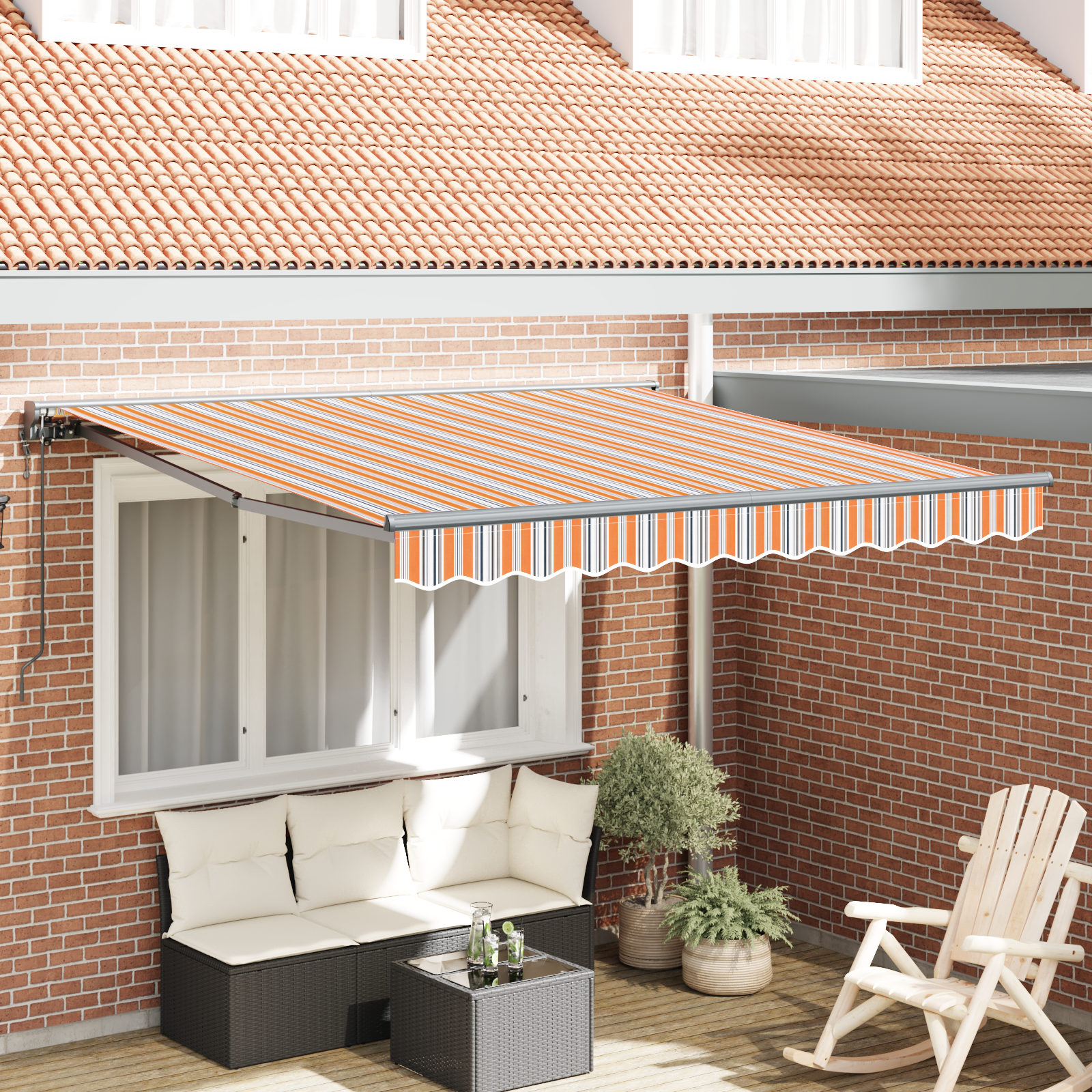 Innvendbar Markise Fargerik stripe 350x250 cm stoff