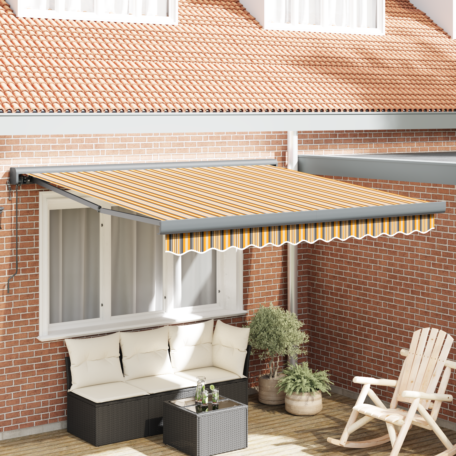 Innvendbar Markise Flerfarget 350 x 250 cm Stoff, Metall
