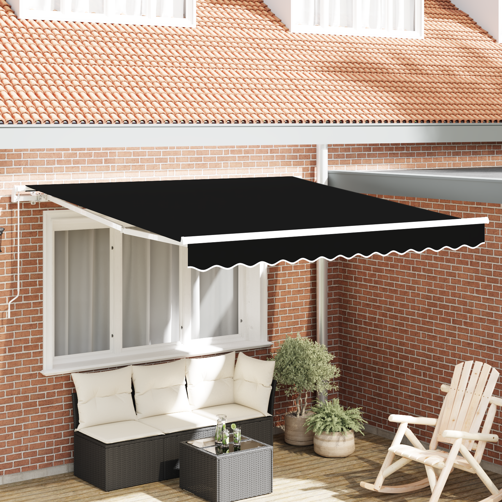 Innvendbar Markise Svart 350 x 250 cm stoff